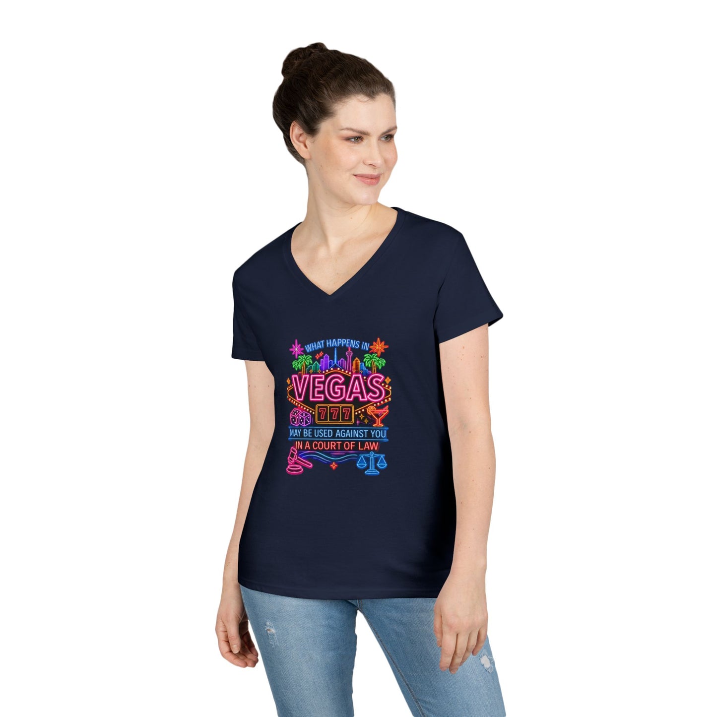 V-Neck T-Shirt – "What Happens in Vegas" No Logo