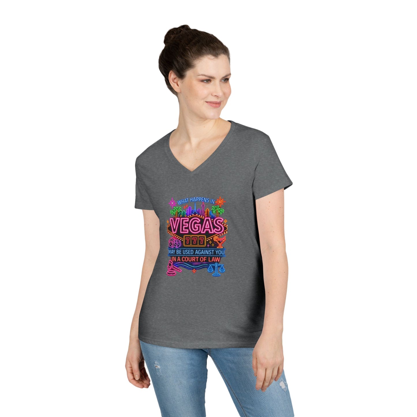 V-Neck T-Shirt – "What Happens in Vegas" No Logo