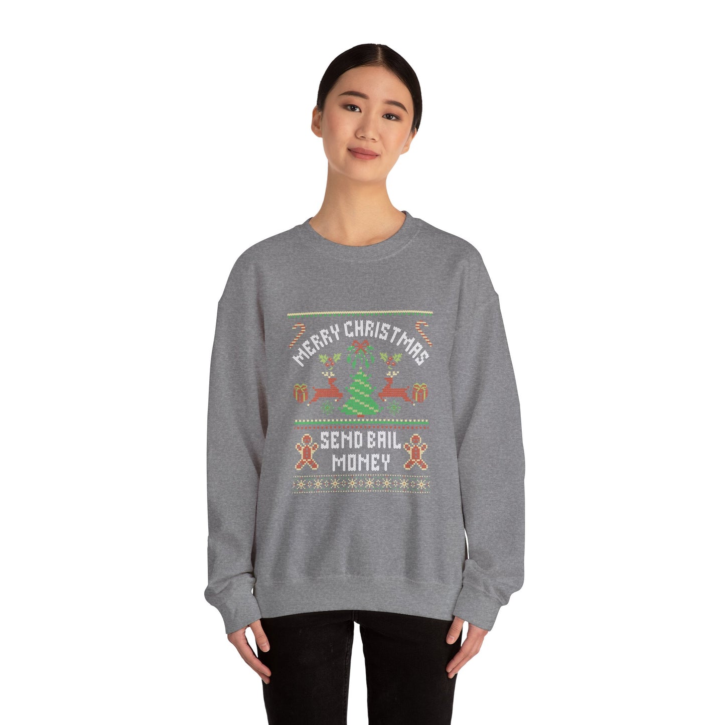 NEW Merry Christmas Send Bail Money Crewneck Sweatshirt | Funny Holiday Sweatshirt