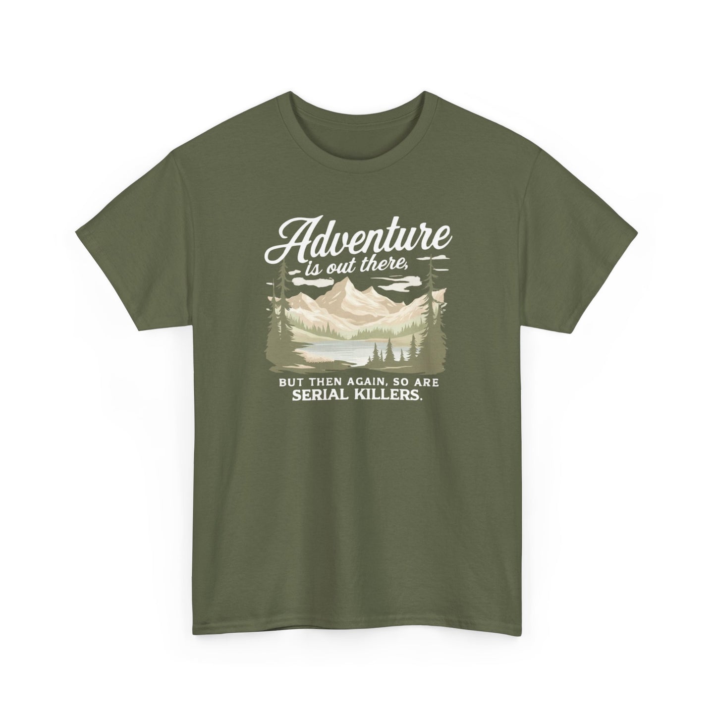 Adventure Is Out There Tee — Retro Mountain Camping Graphic T‑Shirt