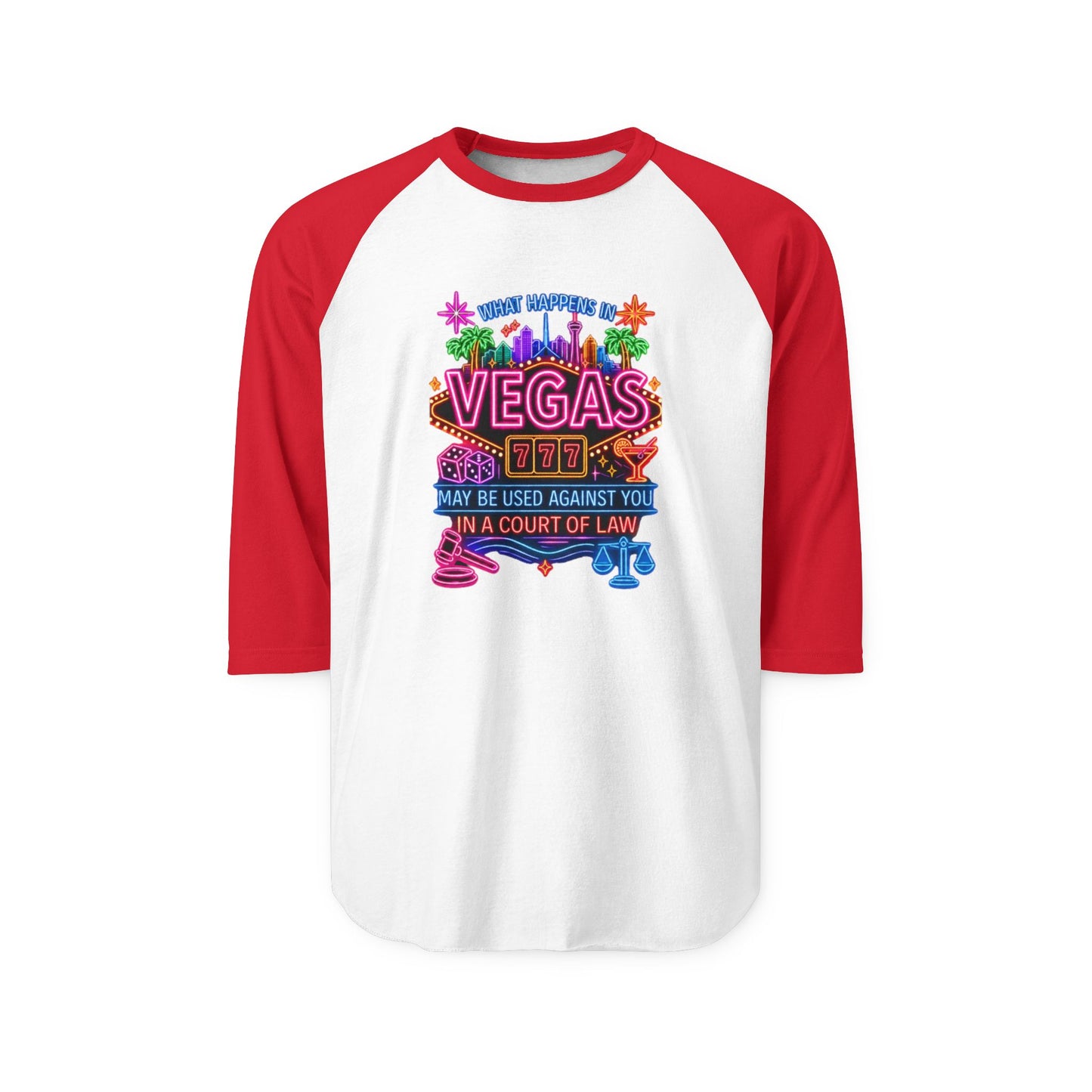 Las Vegas Neon Badge Raglan Shirt  "What Happens In Vegas" Crime Con 26' (Design 2)