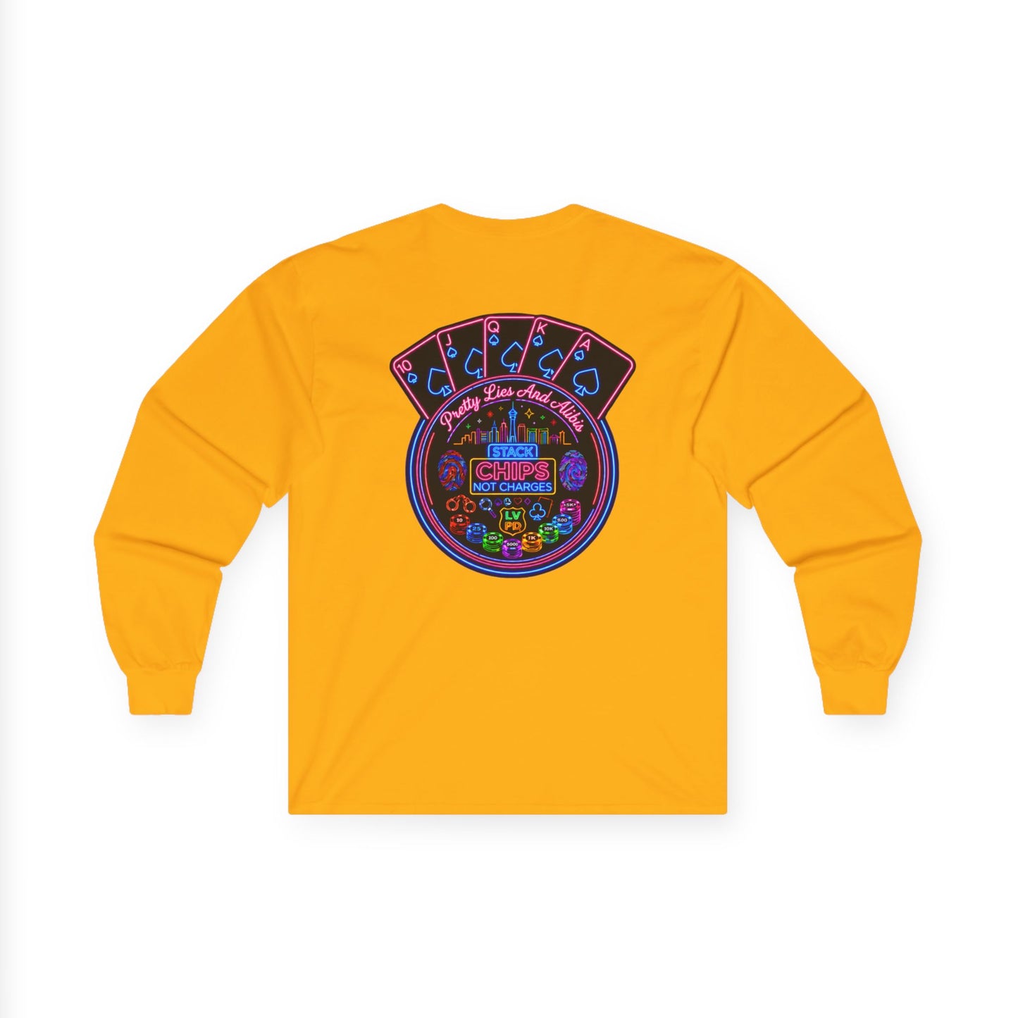 Long Sleeve Tee — "Stack Chips Not Charges" Crime Con 26'