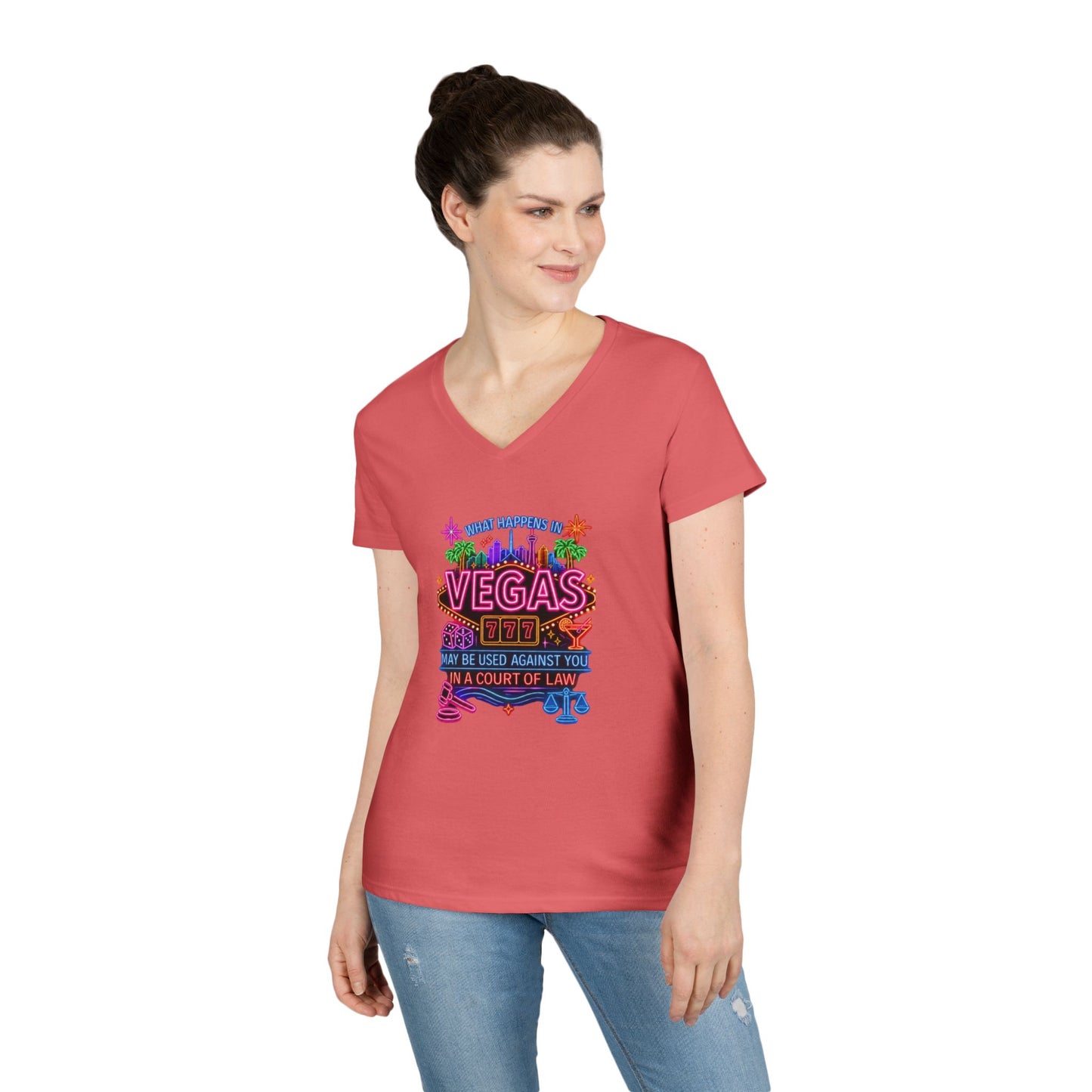 V-Neck T-Shirt – "What Happens in Vegas" No Logo