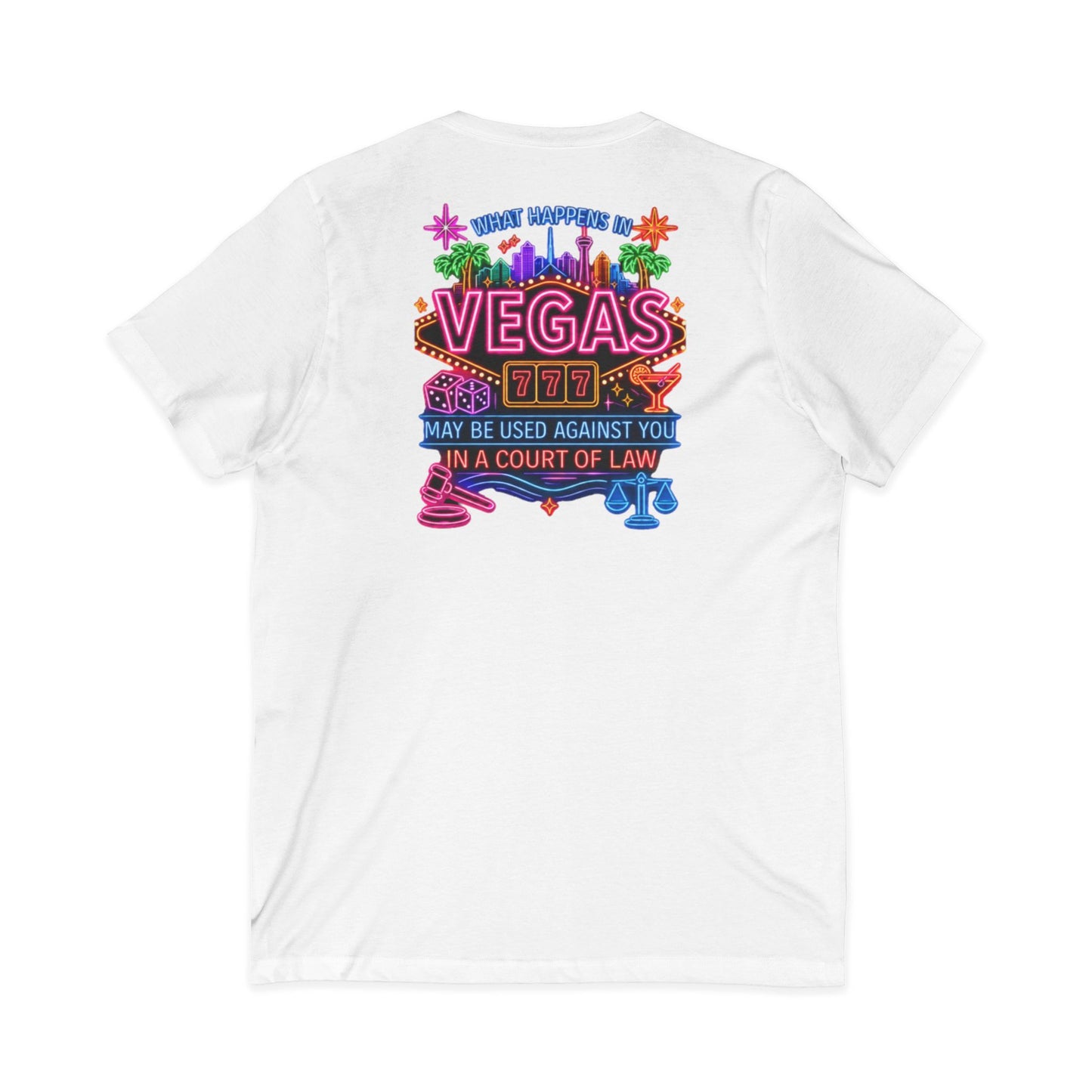 V-Neck Tee – "What Happens In Vegas" Crime Con 26' (Design 2)