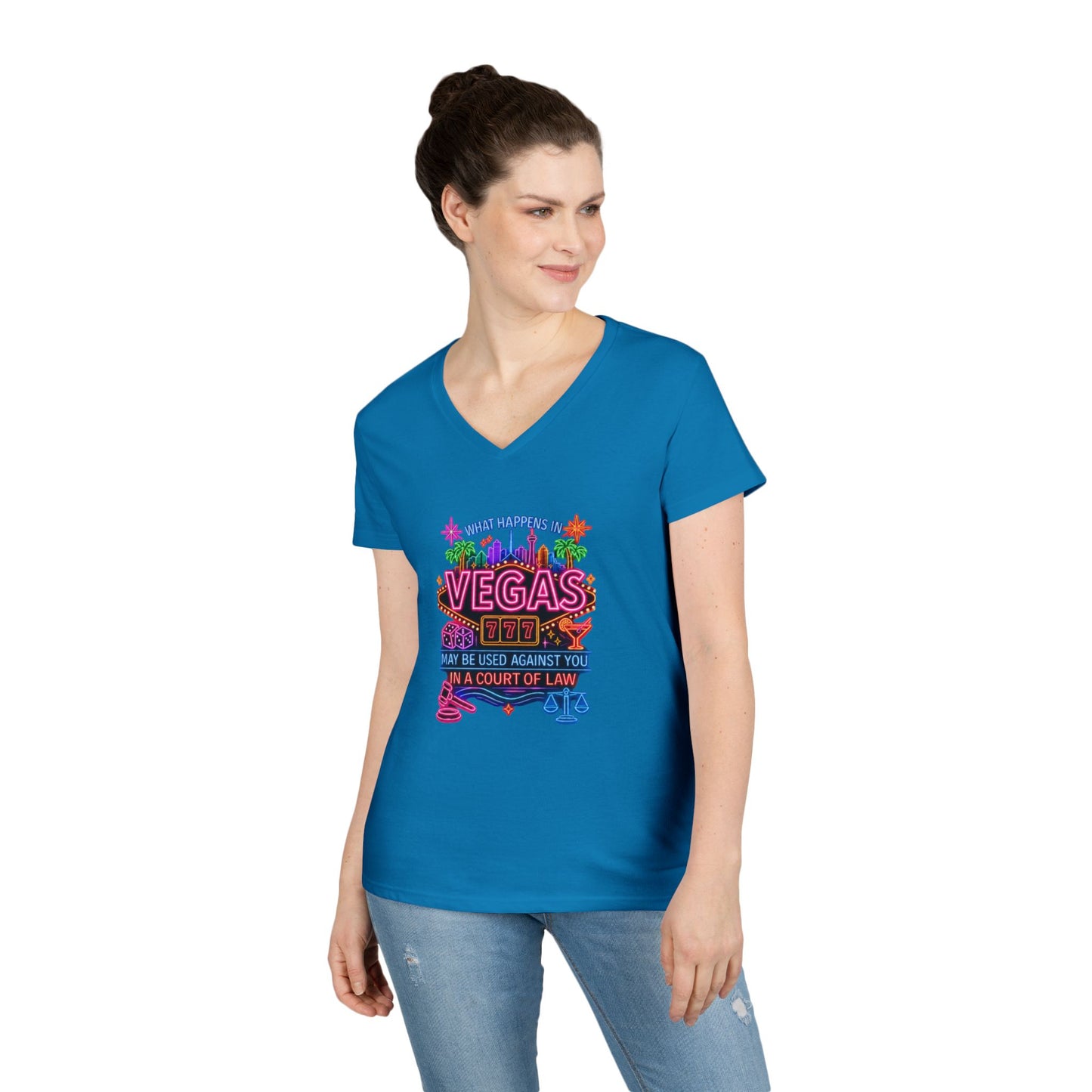V-Neck T-Shirt – "What Happens in Vegas" No Logo