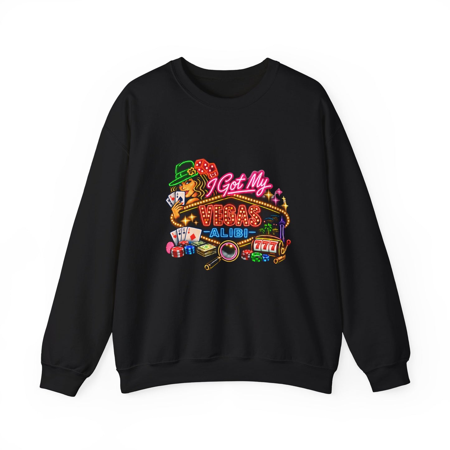 Crewneck Sweatshirt — "I Got My Vegas Alibi" (No Logo)