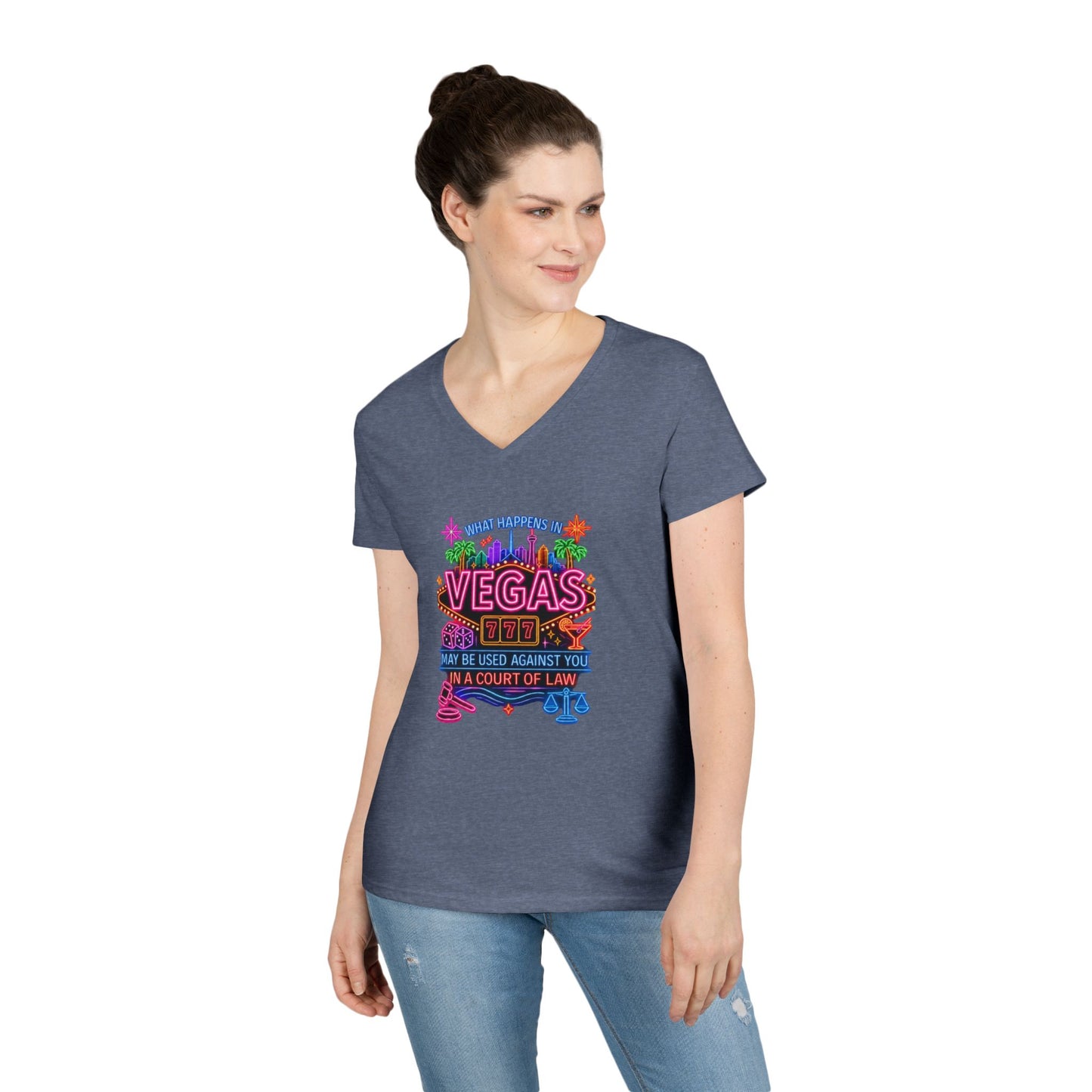 V-Neck T-Shirt – "What Happens in Vegas" No Logo
