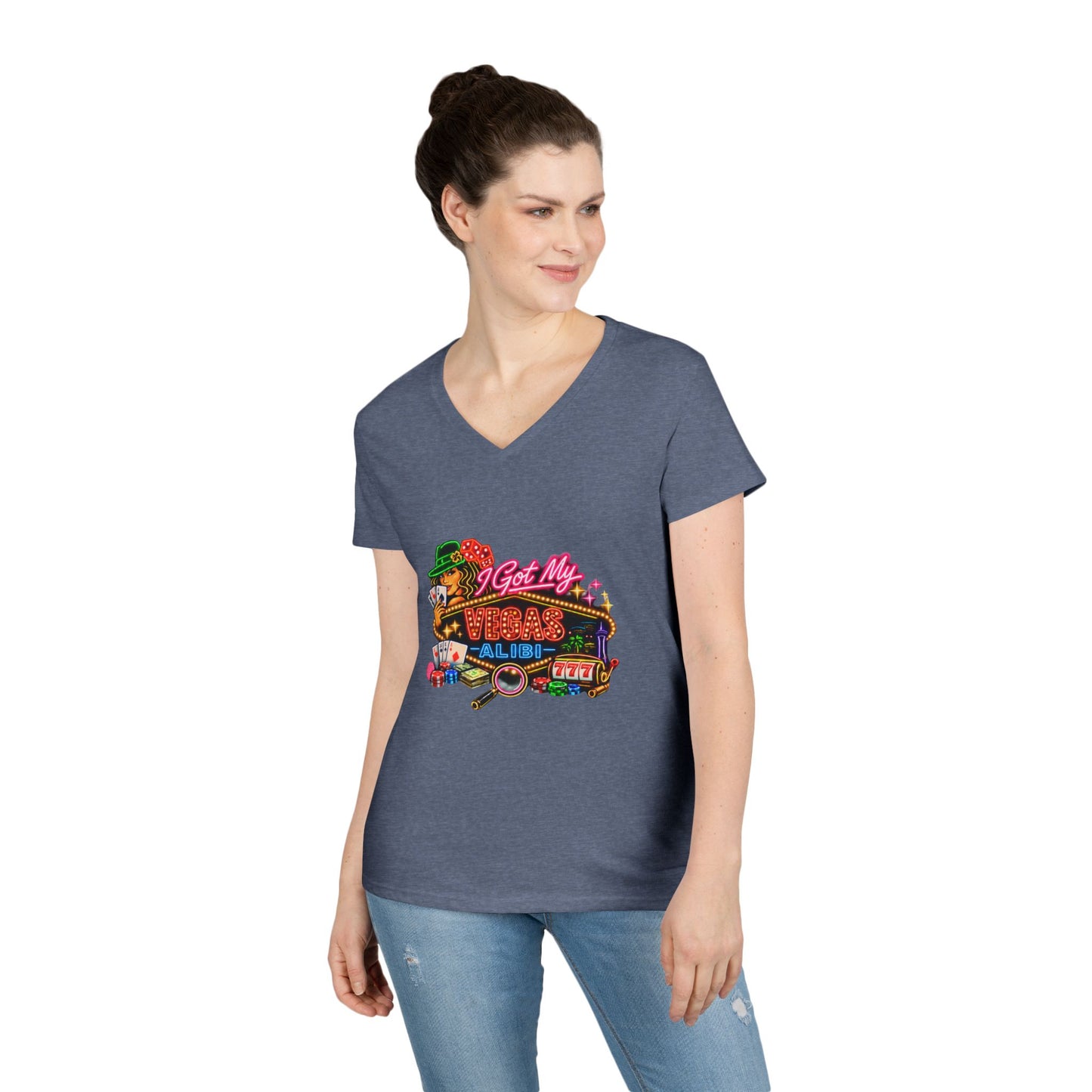 I Got My Vegas Alibi - Ladies' V-Neck T-Shirt (No Logo)