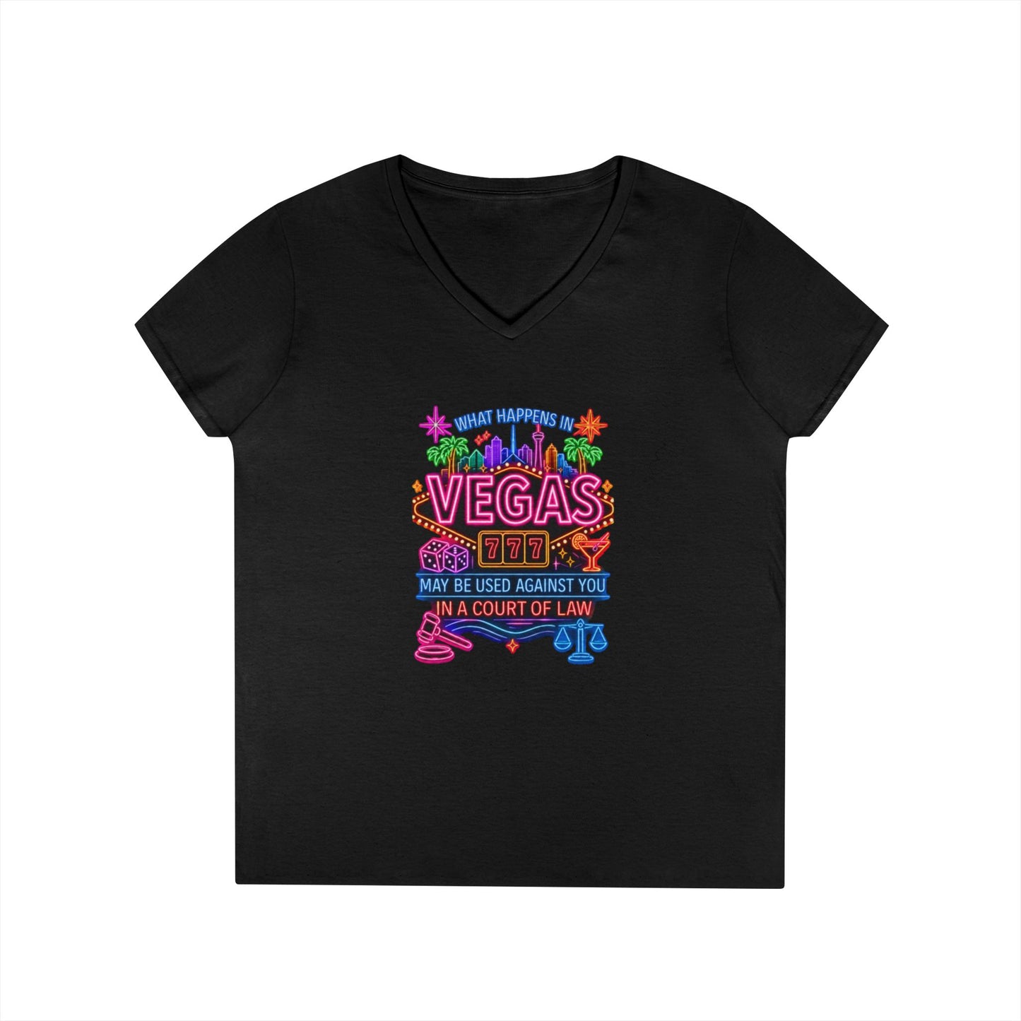 V-Neck T-Shirt – "What Happens in Vegas" No Logo