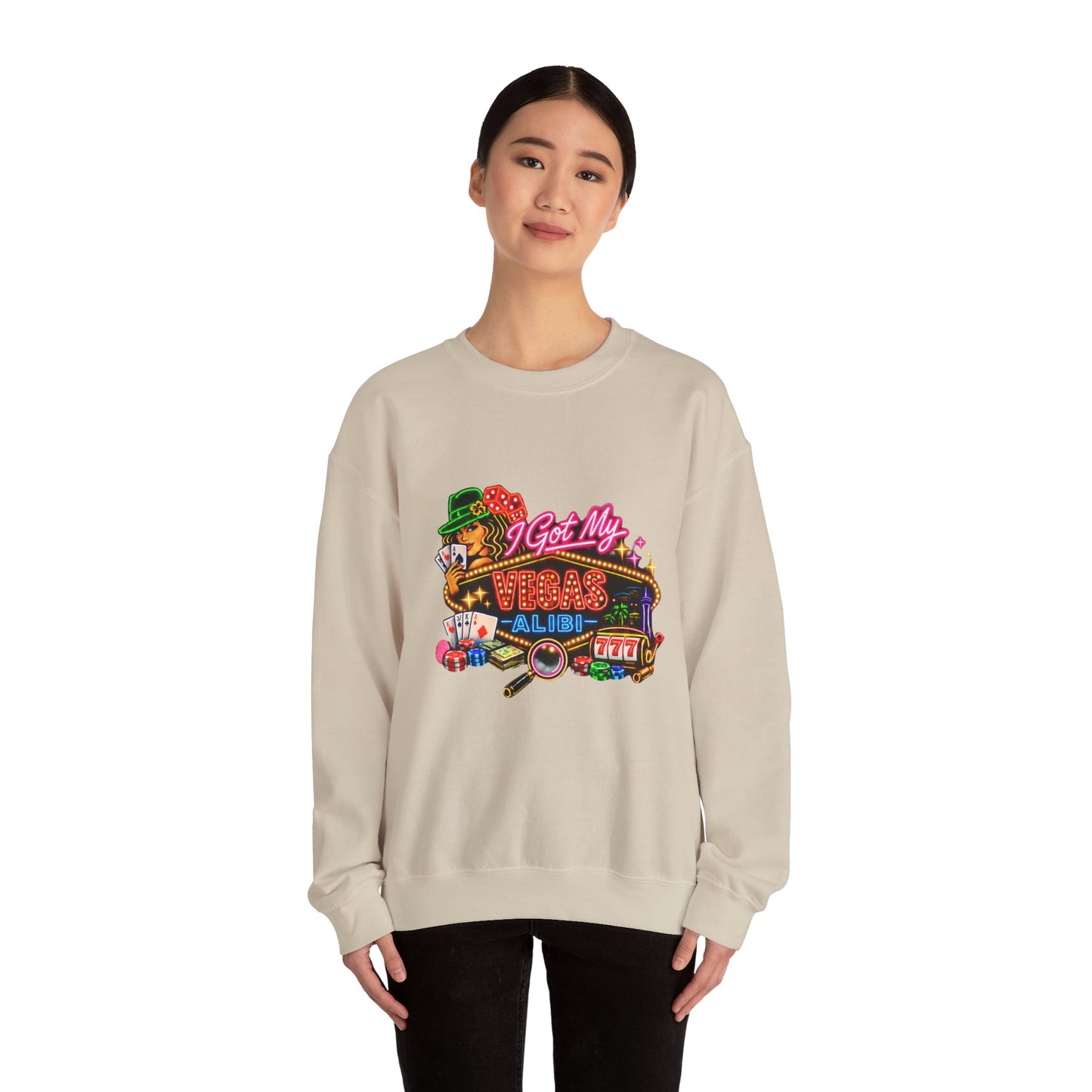 Crewneck Sweatshirt — "I Got My Vegas Alibi" (No Logo)