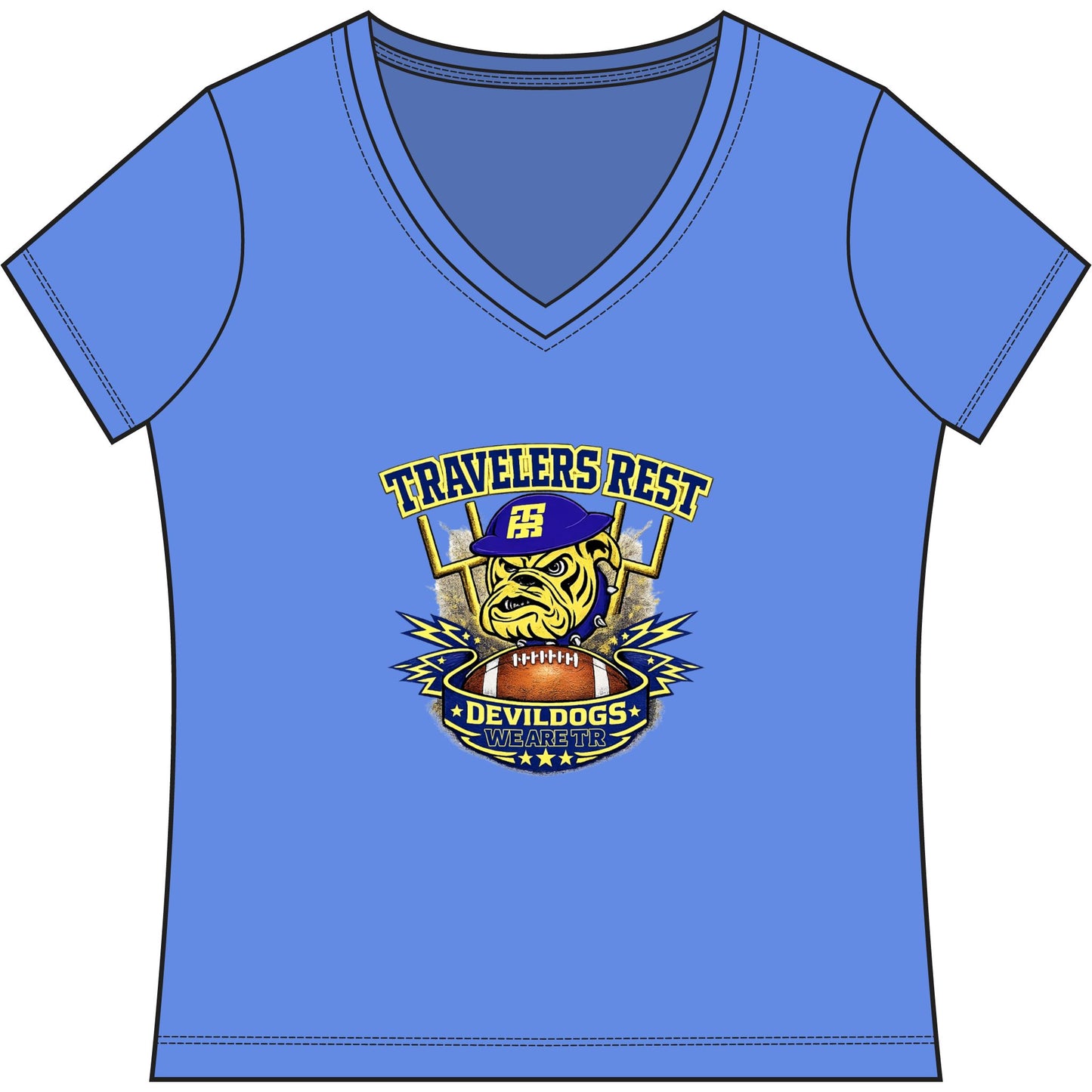 Travelers Rest Devildogs Women's V-Neck Game Tee — trhs Football Fan Shirt