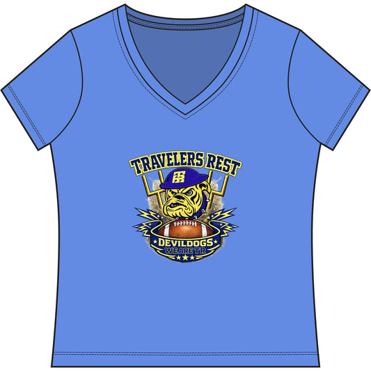 Travelers Rest Devildogs Women's V-Neck Game Tee — trhs Football Fan Shirt