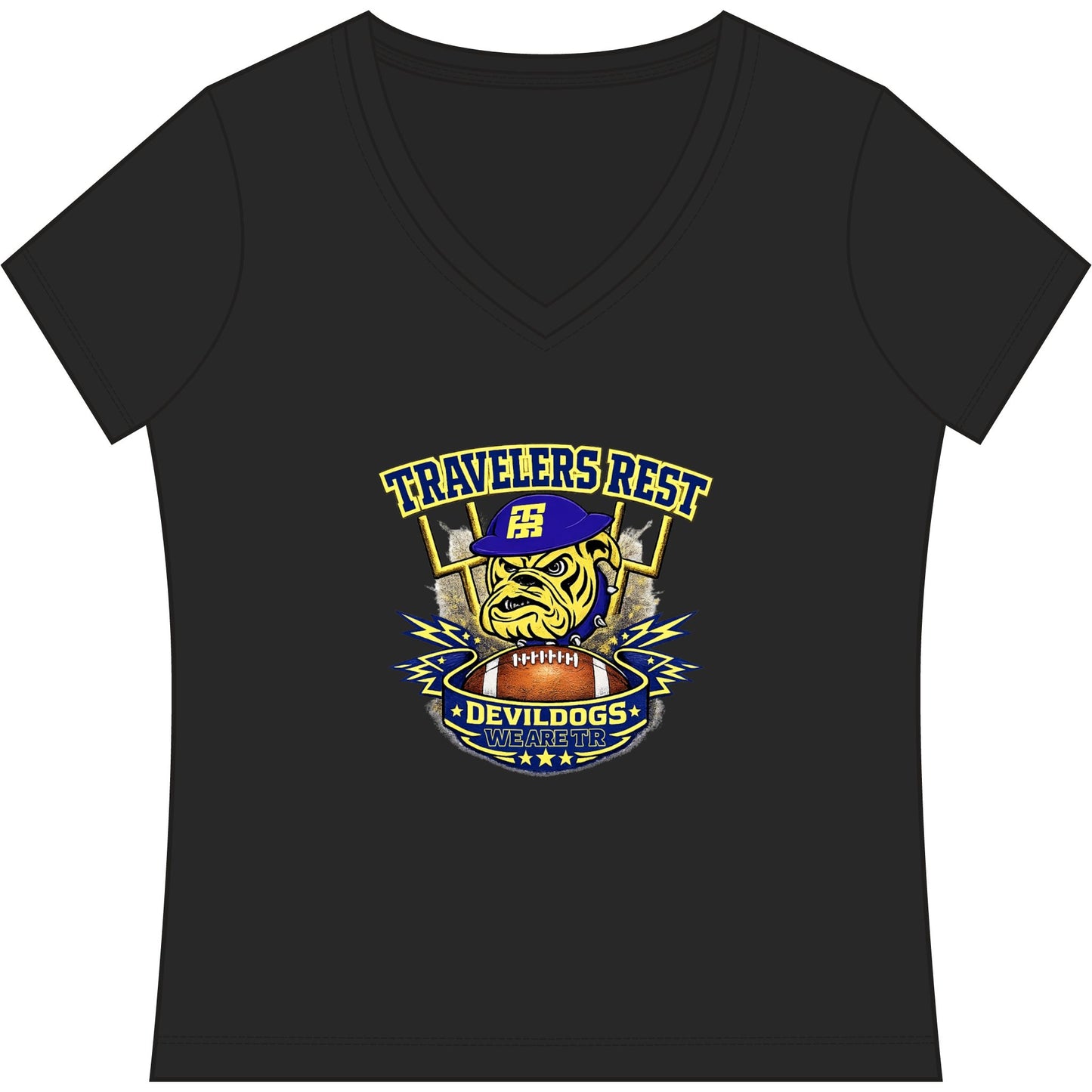 Travelers Rest Devildogs Women's V-Neck Game Tee — trhs Football Fan Shirt