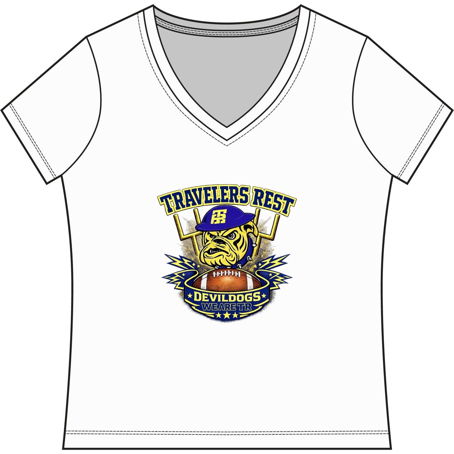 Travelers Rest Devildogs Women's V-Neck Game Tee — trhs Football Fan Shirt
