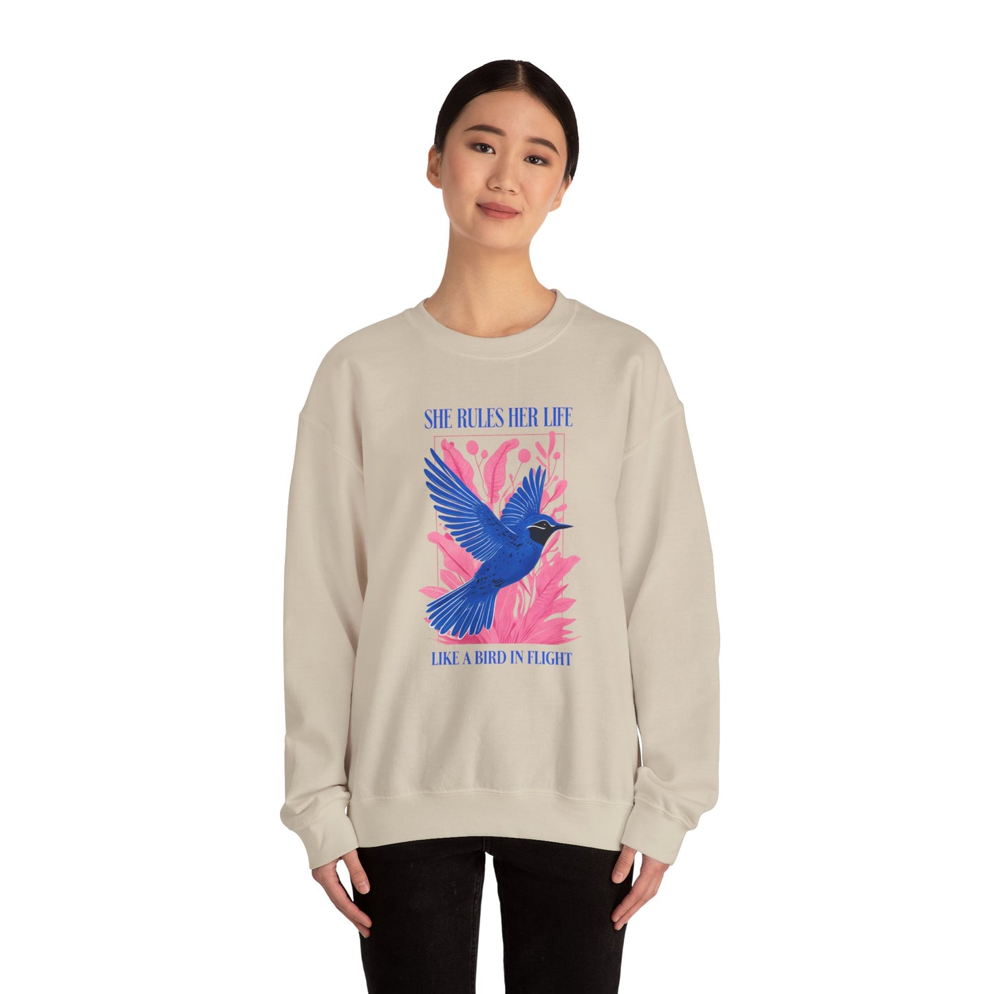 Crewneck Sweatshirt - LYRICS  "She Rules Her Life Like a Bird in Flight" NEW