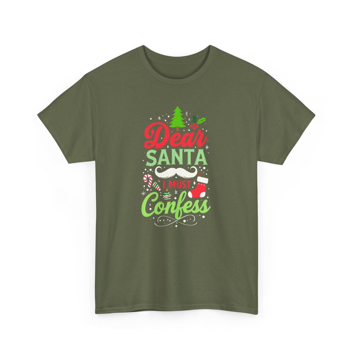 New!  Christmas Unisex Heavy Cotton Tee - 'Dear Santa, I Must Confess'