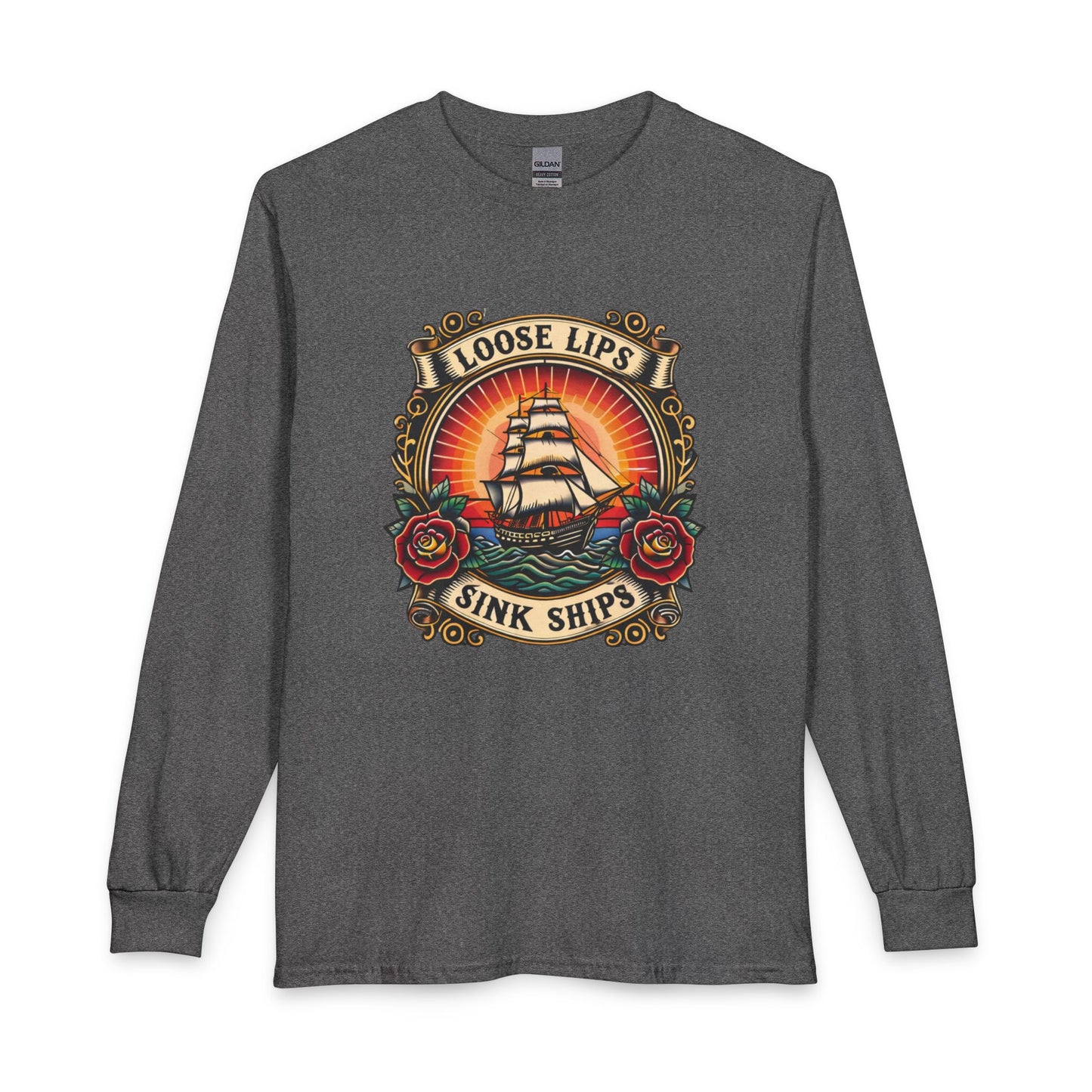 NEW Loose Lips Sink Ships Long Sleeve Tee — Vintage Tattoo Graphic