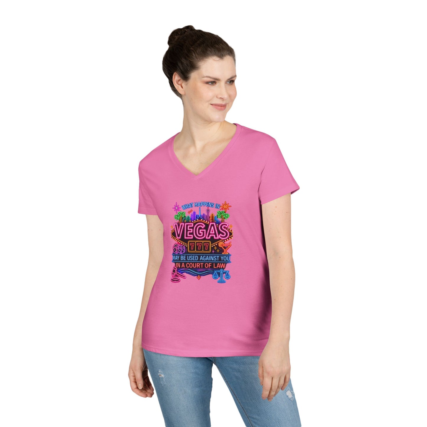 V-Neck T-Shirt – "What Happens in Vegas" No Logo