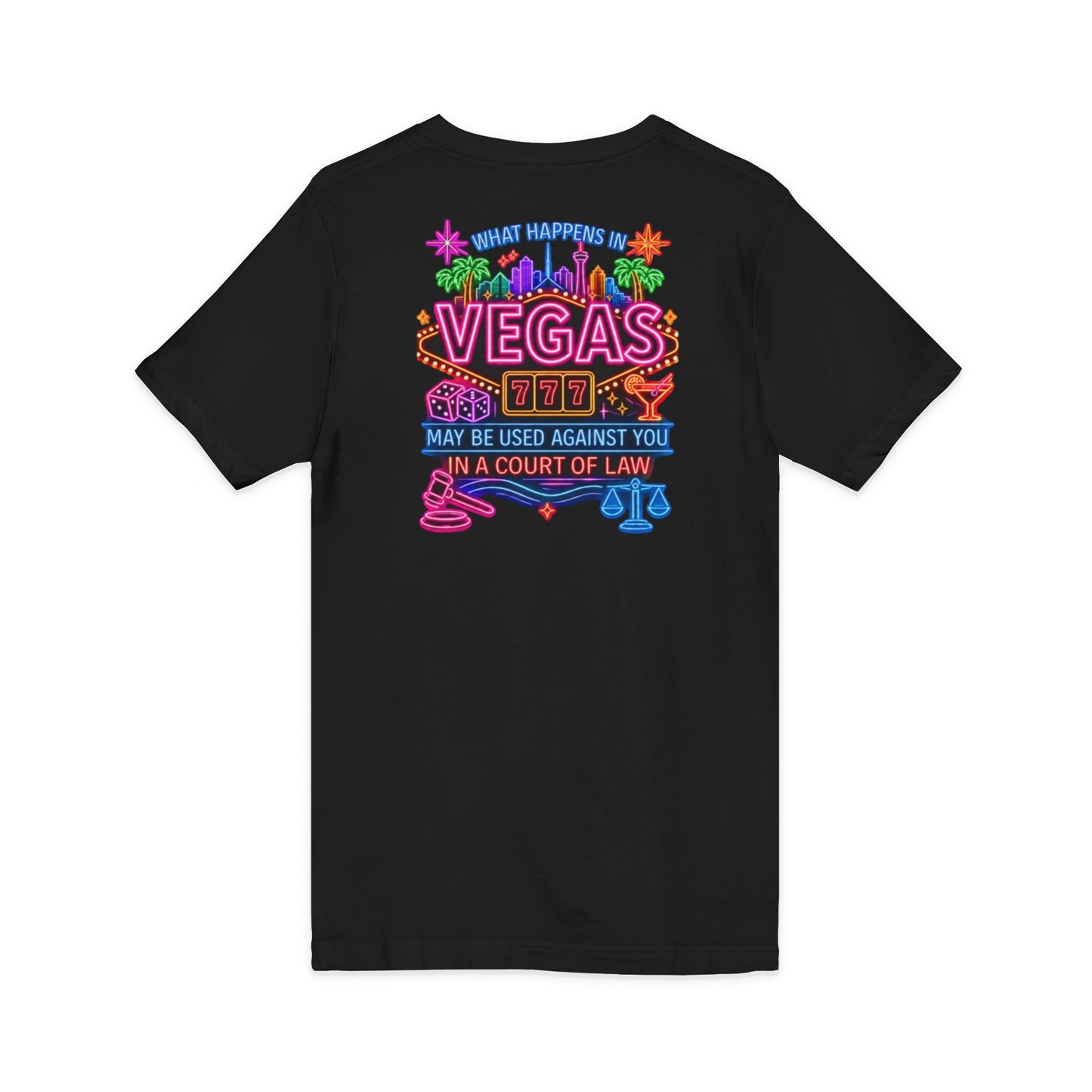 V-Neck Tee – "What Happens In Vegas" Crime Con 26' (Design 2)