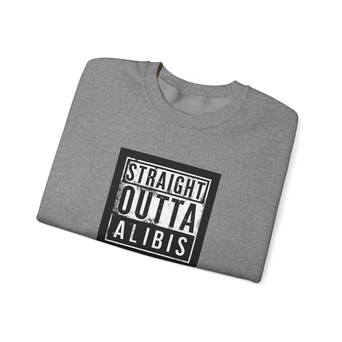 NEW! Retro Straight Outta Alibis Unisex Heavy Blend™ Crewneck Sweatshirt - Fun & Casual Fashion