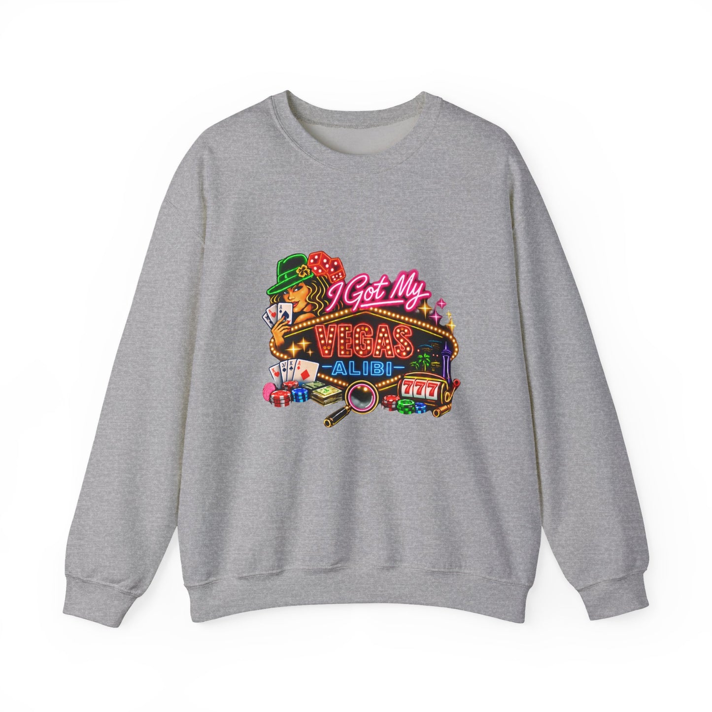 Crewneck Sweatshirt — "I Got My Vegas Alibi" (No Logo)