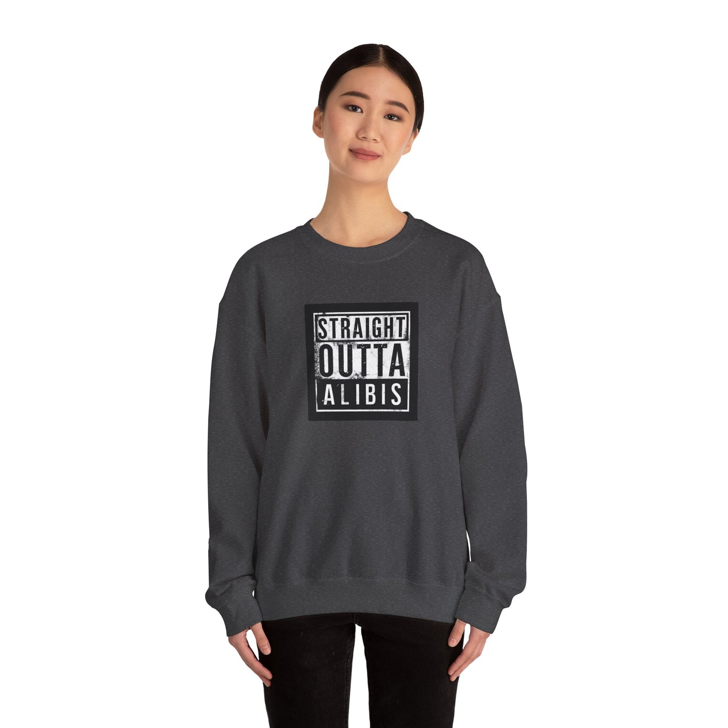 NEW! Retro Straight Outta Alibis Unisex Heavy Blend™ Crewneck Sweatshirt - Fun & Casual Fashion