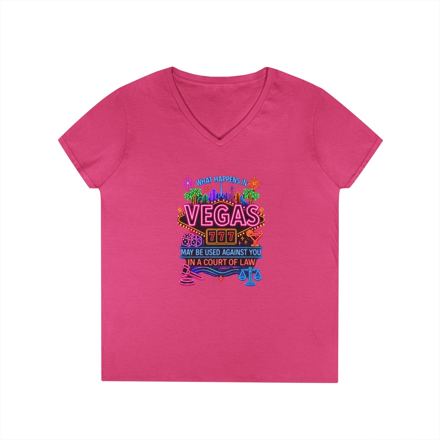 V-Neck T-Shirt – "What Happens in Vegas" No Logo