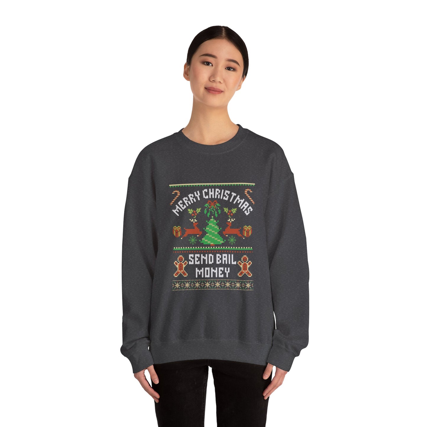 NEW Merry Christmas Send Bail Money Crewneck Sweatshirt | Funny Holiday Sweatshirt