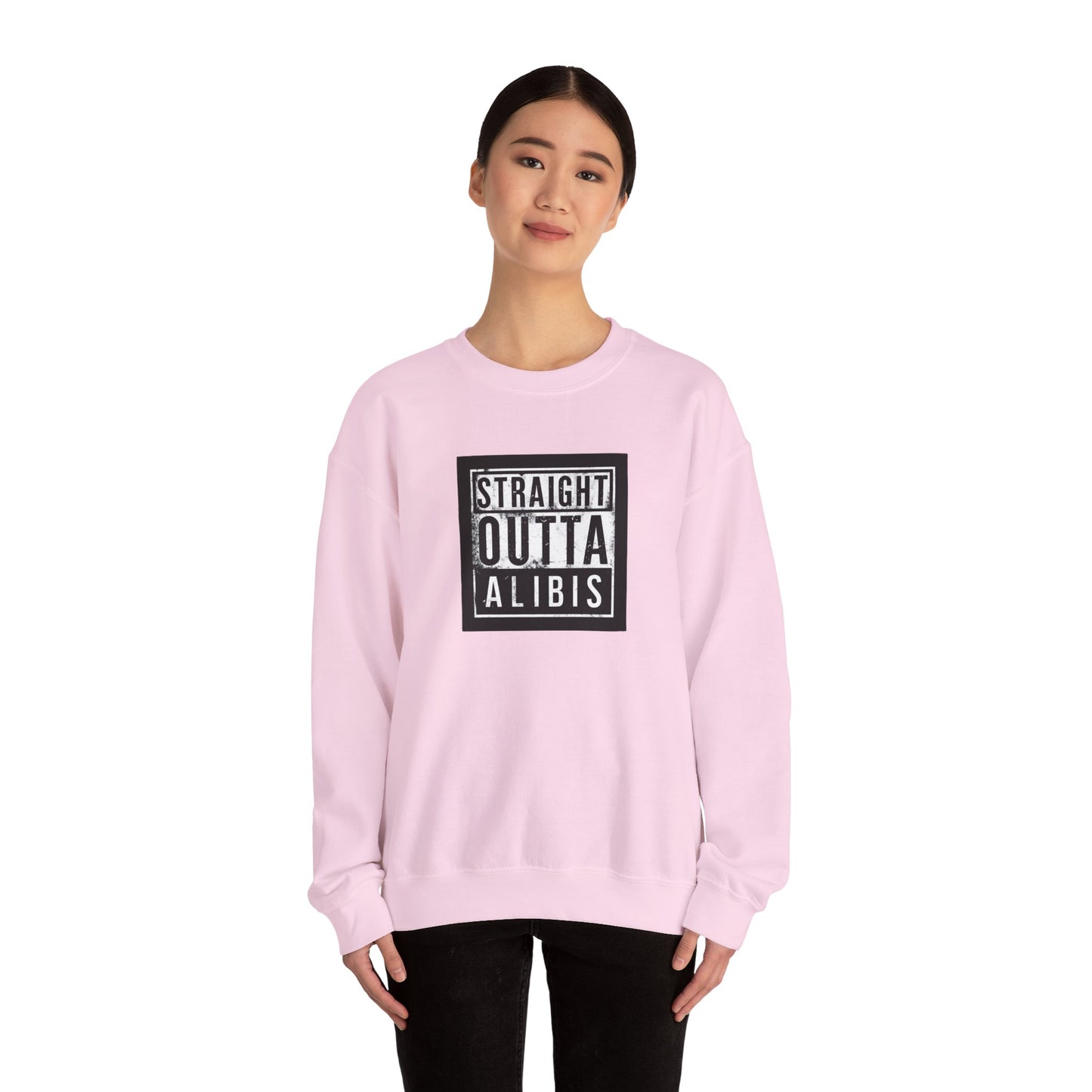 NEW! Retro Straight Outta Alibis Unisex Heavy Blend™ Crewneck Sweatshirt - Fun & Casual Fashion