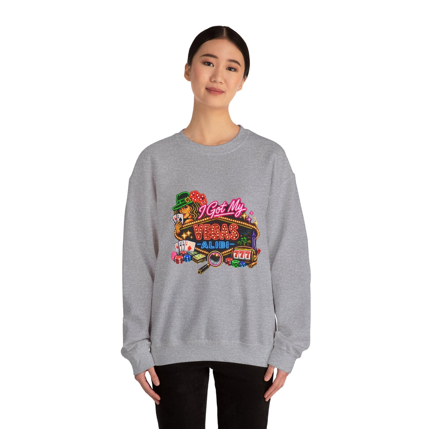 Crewneck Sweatshirt — "I Got My Vegas Alibi" (No Logo)