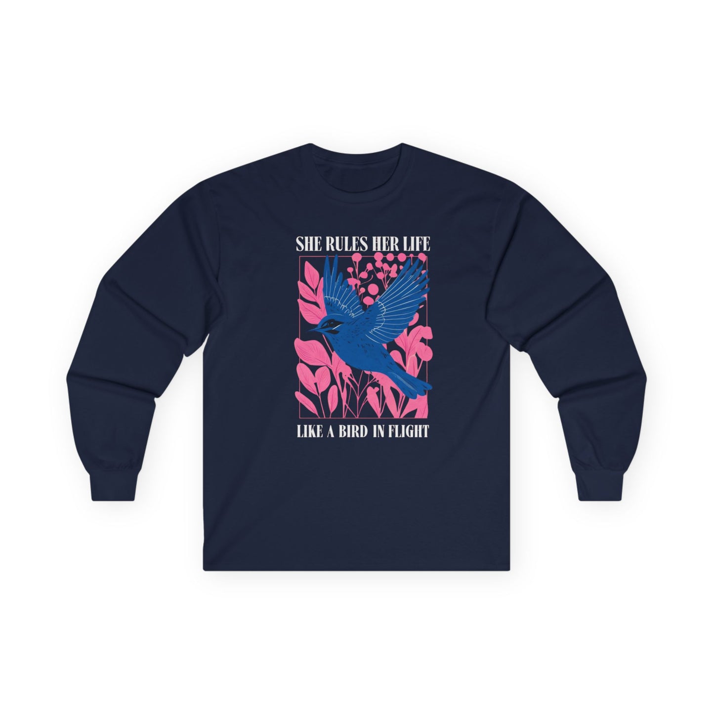 Long Sleeve Tee — LYRICS “She Rules Her Life Like a Bird in Flight” NEW