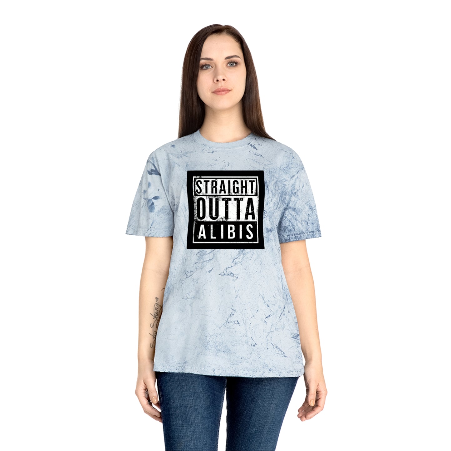 NEW! Retro Straight Outta Alibis Unisex Color Blast T-Shirt – Stylish & Fun Casual Wear