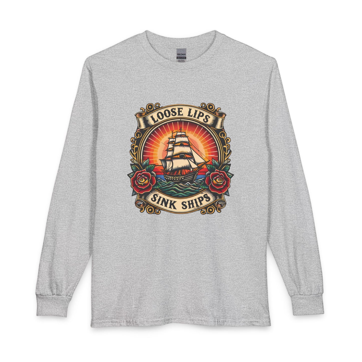 NEW Loose Lips Sink Ships Long Sleeve Tee — Vintage Tattoo Graphic