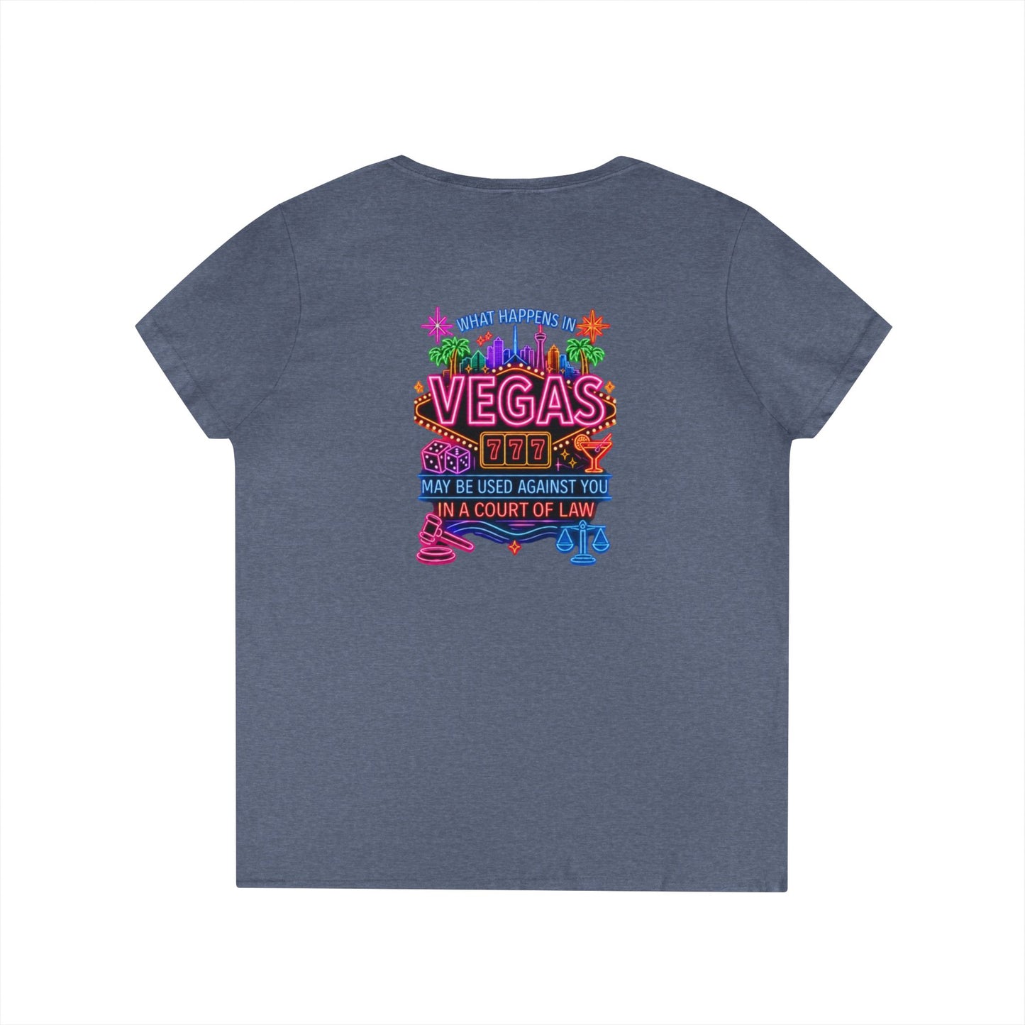 ' V-Neck T-Shirt — "What Happens in Vegas" Crime Con 26' Neon Graphic V-Neck Tee