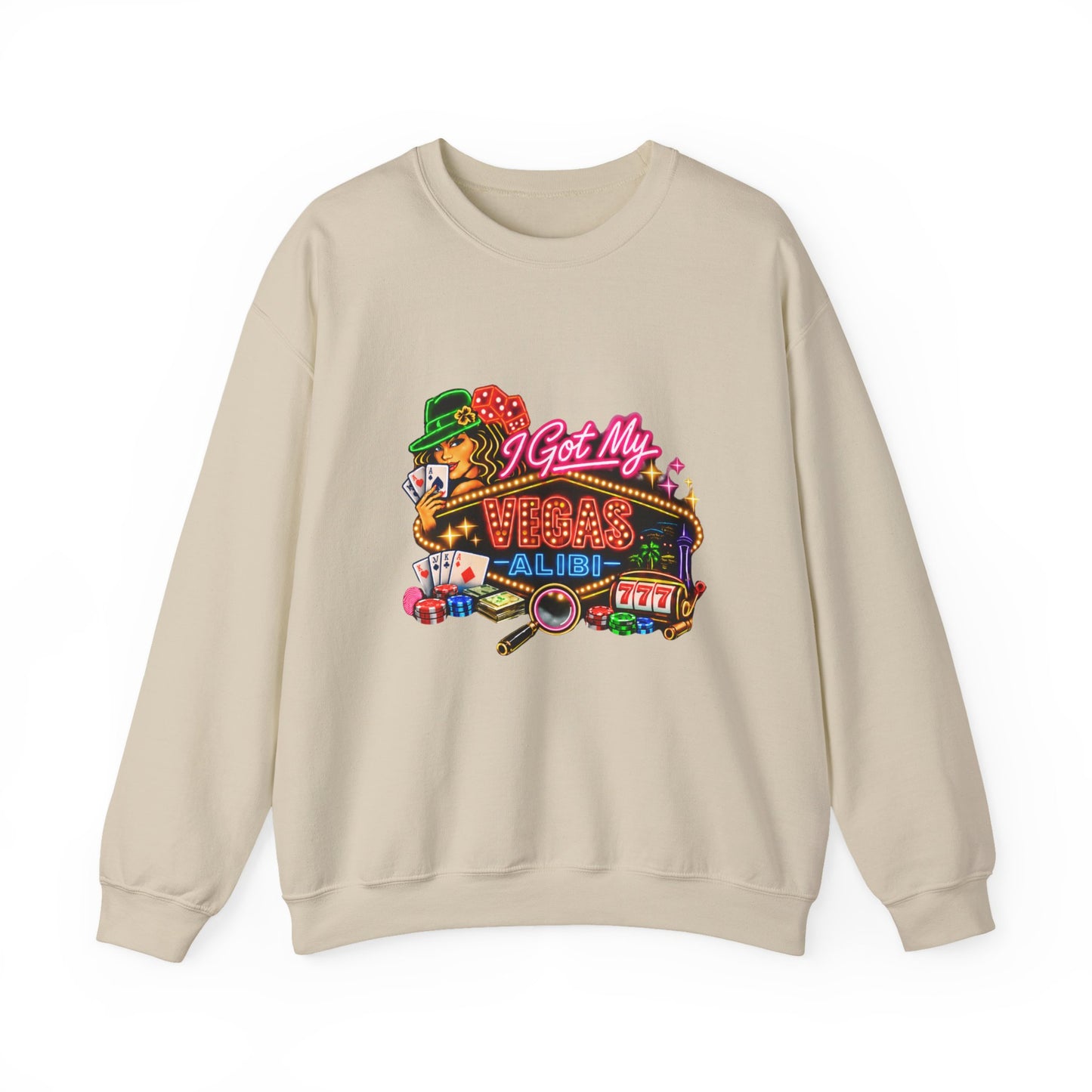 Crewneck Sweatshirt — "I Got My Vegas Alibi" (No Logo)