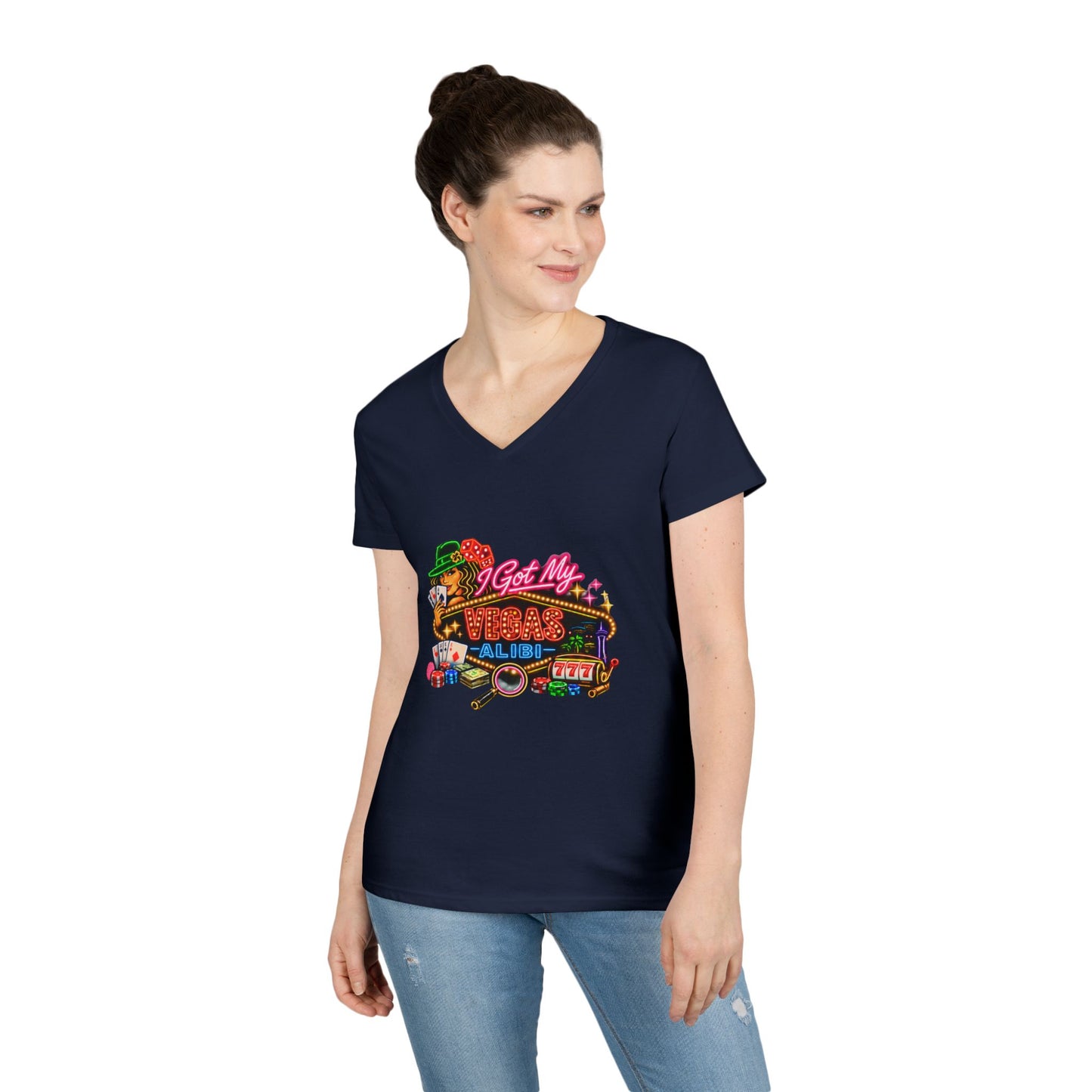 I Got My Vegas Alibi - Ladies' V-Neck T-Shirt (No Logo)