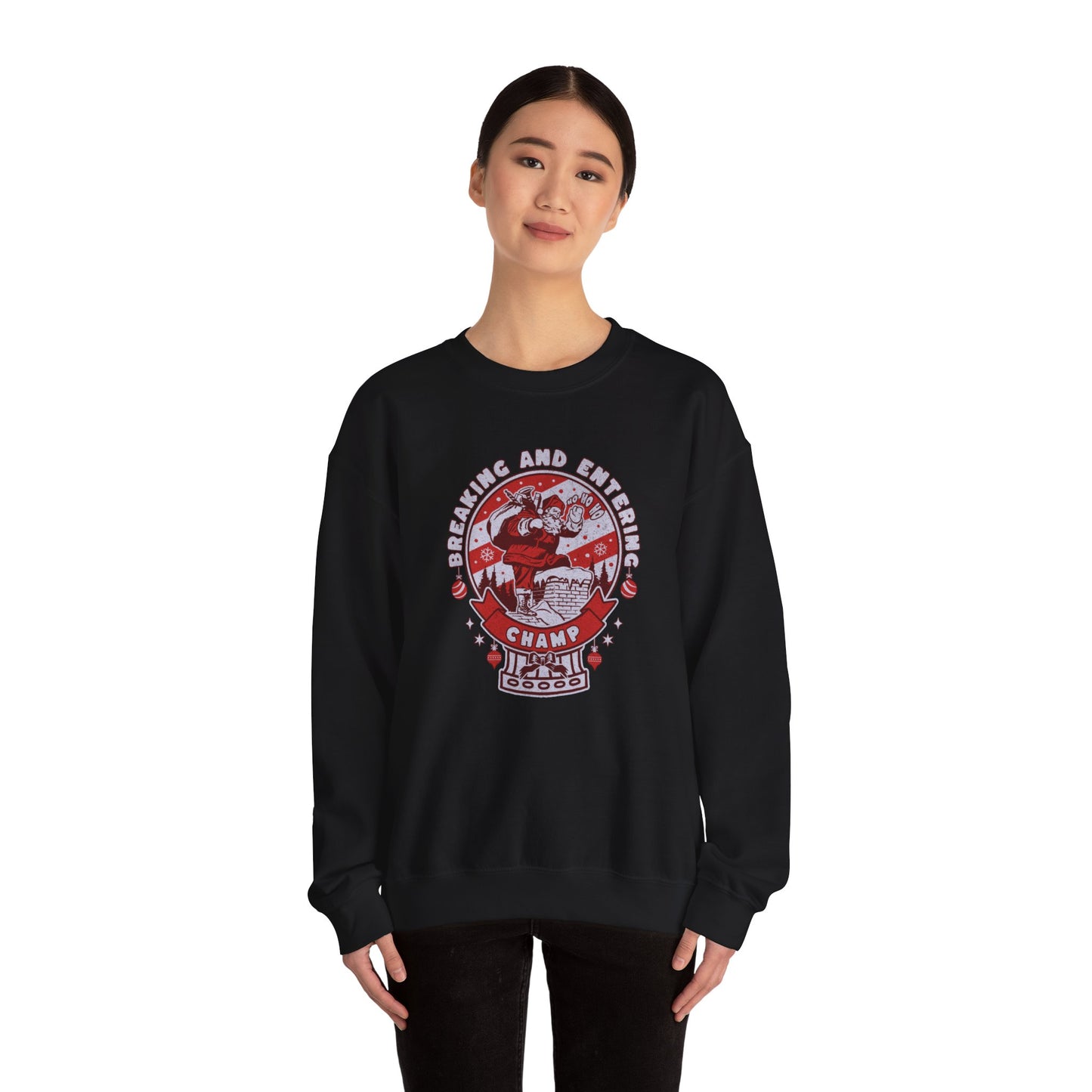 new! Christmas Breaking and Entering Champ Unisex Crewneck Sweatshirt - Fun & Cozy Gift for Gamers