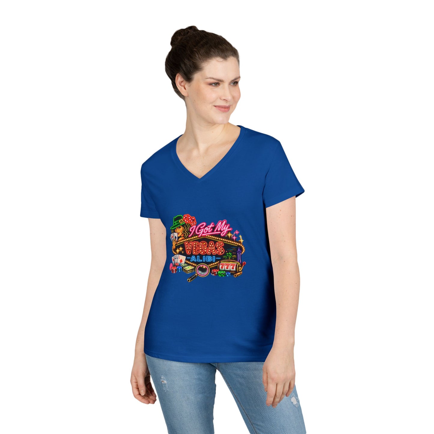 I Got My Vegas Alibi - Ladies' V-Neck T-Shirt (No Logo)