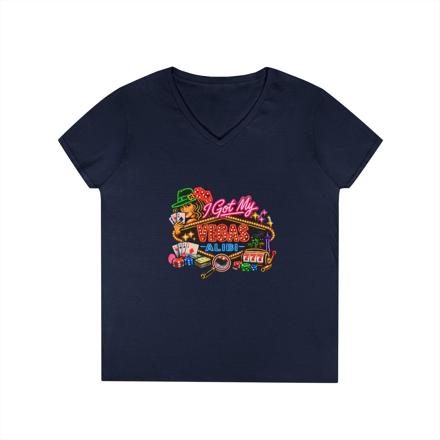 I Got My Vegas Alibi - Ladies' V-Neck T-Shirt (No Logo)
