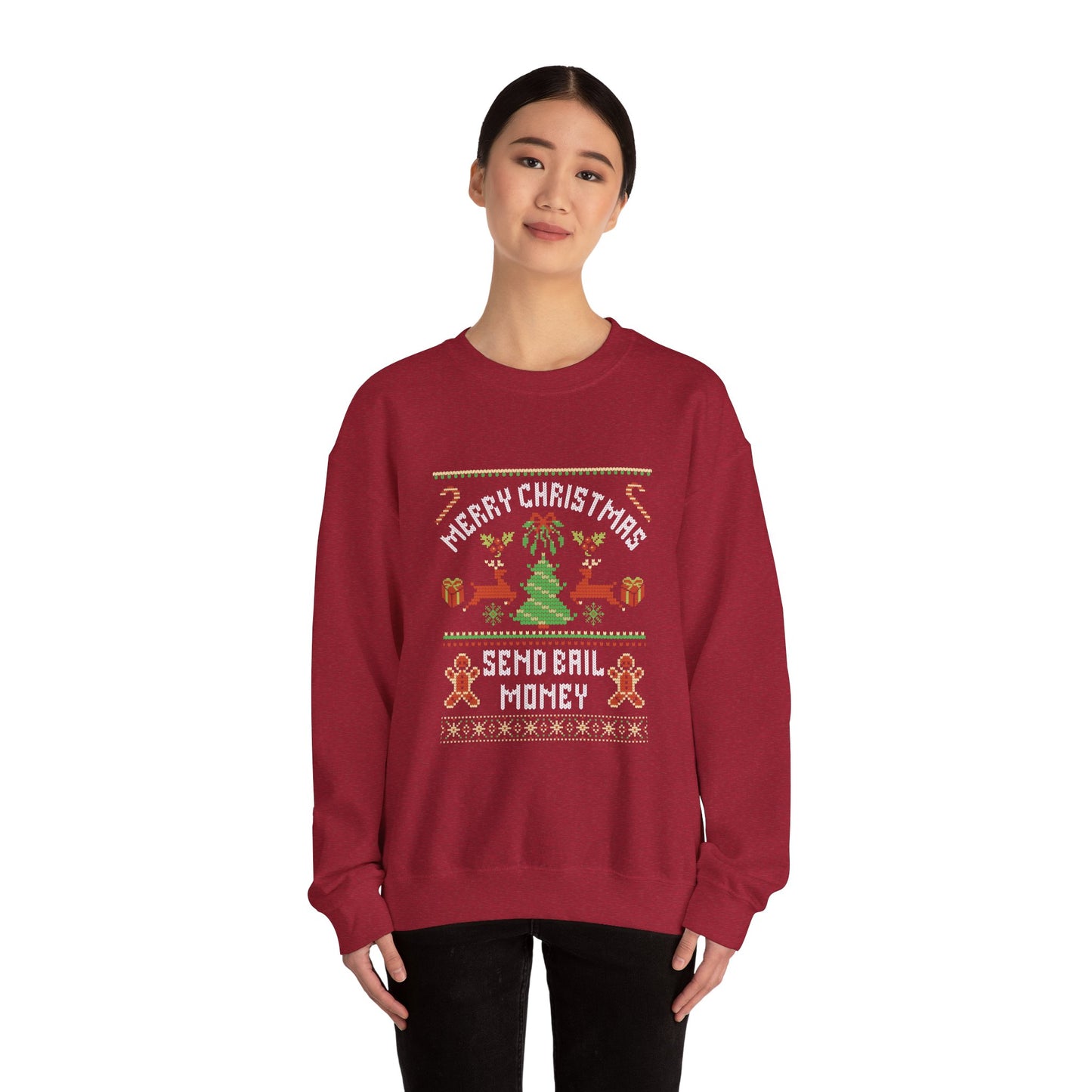 NEW Merry Christmas Send Bail Money Crewneck Sweatshirt | Funny Holiday Sweatshirt