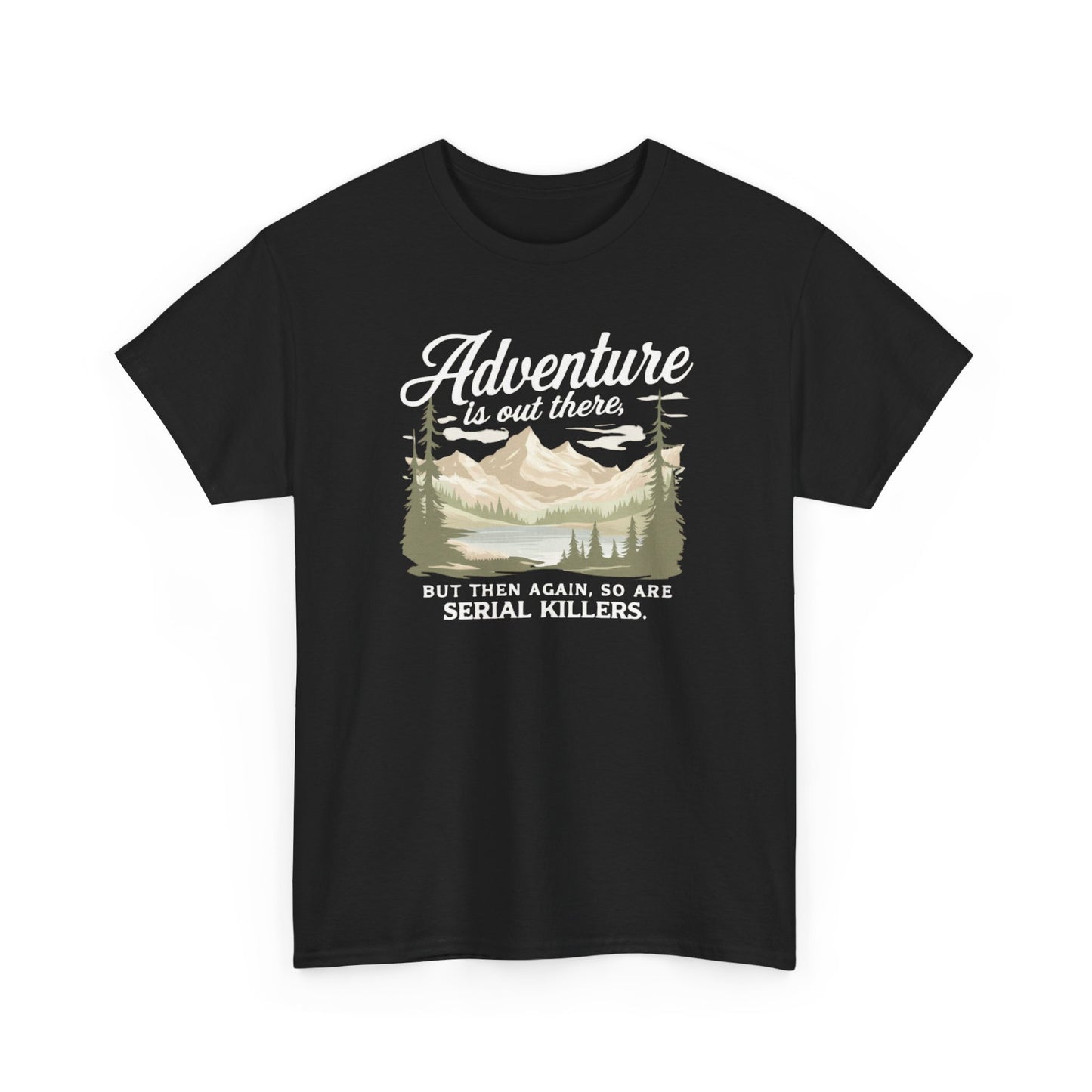Adventure Is Out There Tee — Retro Mountain Camping Graphic T‑Shirt