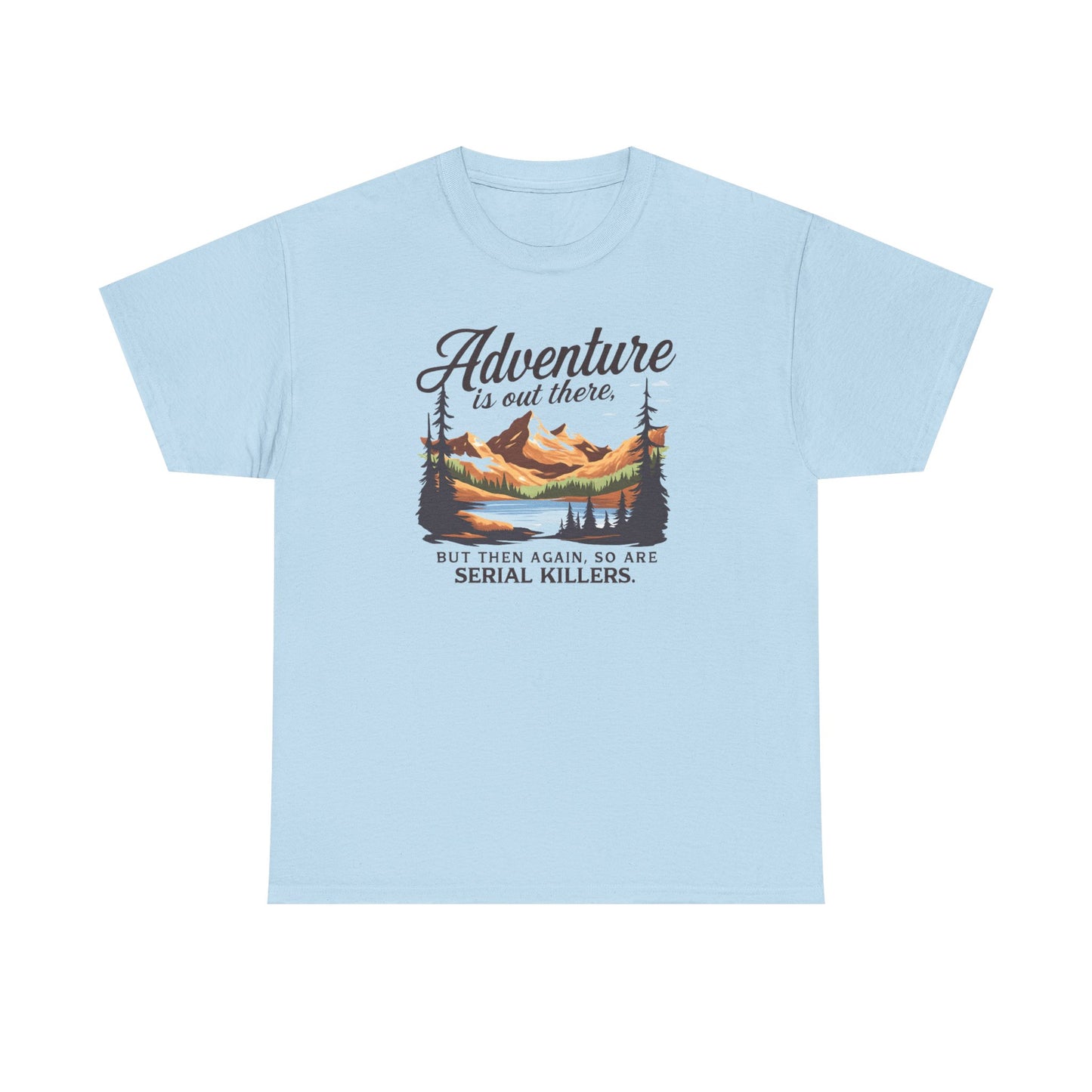 Adventure Is Out There Tee — Retro Mountain Camping Graphic T‑Shirt