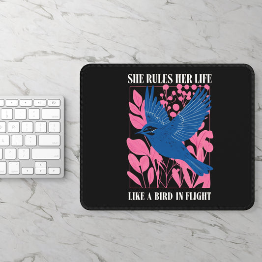 Gaming Mouse Pad — LYRICS She Rules Her Life | Blue Bird in Flight Desk Mat New