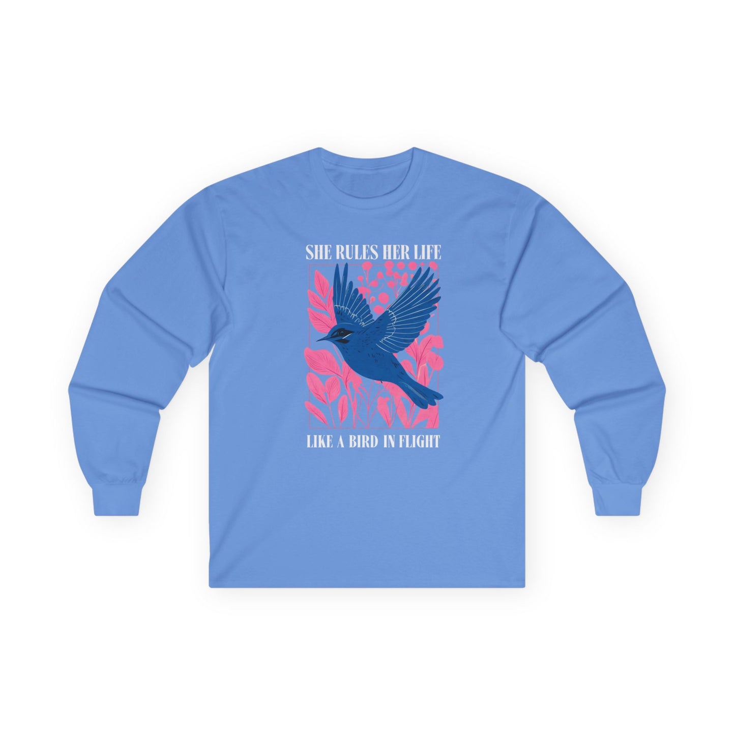 Long Sleeve Tee — LYRICS “She Rules Her Life Like a Bird in Flight” NEW