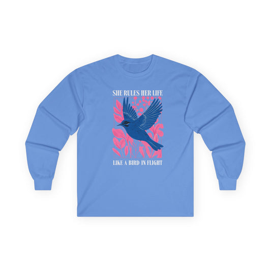 Long Sleeve Tee — LYRICS “She Rules Her Life Like a Bird in Flight” NEW