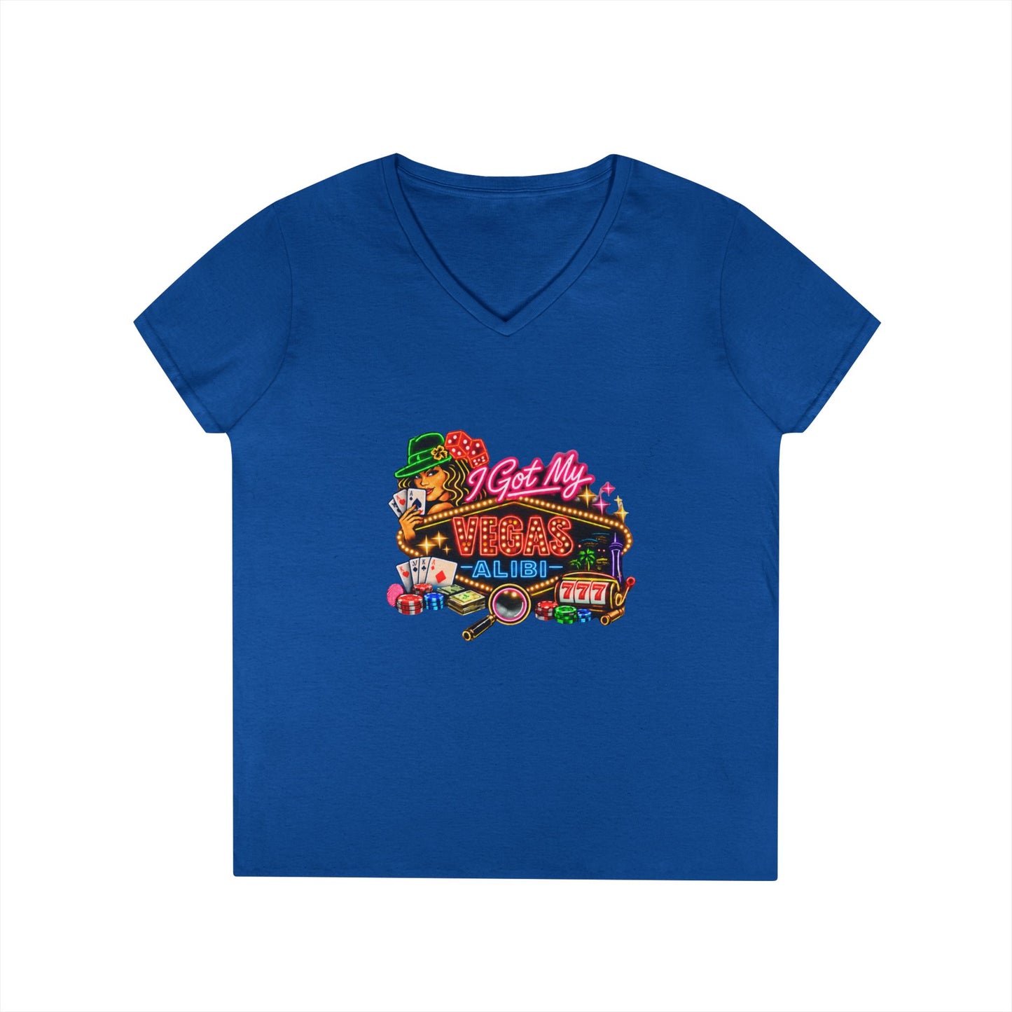 I Got My Vegas Alibi - Ladies' V-Neck T-Shirt (No Logo)