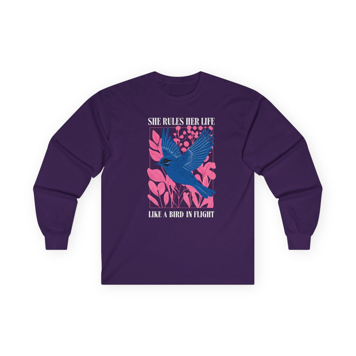 Long Sleeve Tee — LYRICS “She Rules Her Life Like a Bird in Flight” NEW