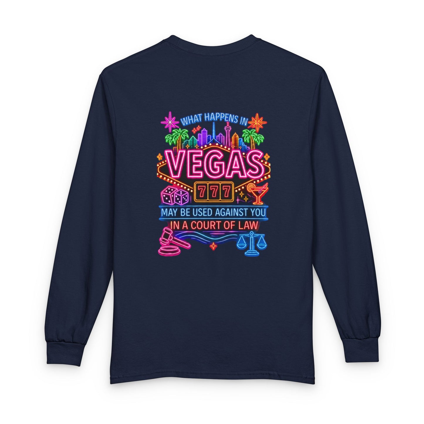 Vegas Neon Retro Long Sleeve Tee — "What Happens In Vegas" Crime Con 26'