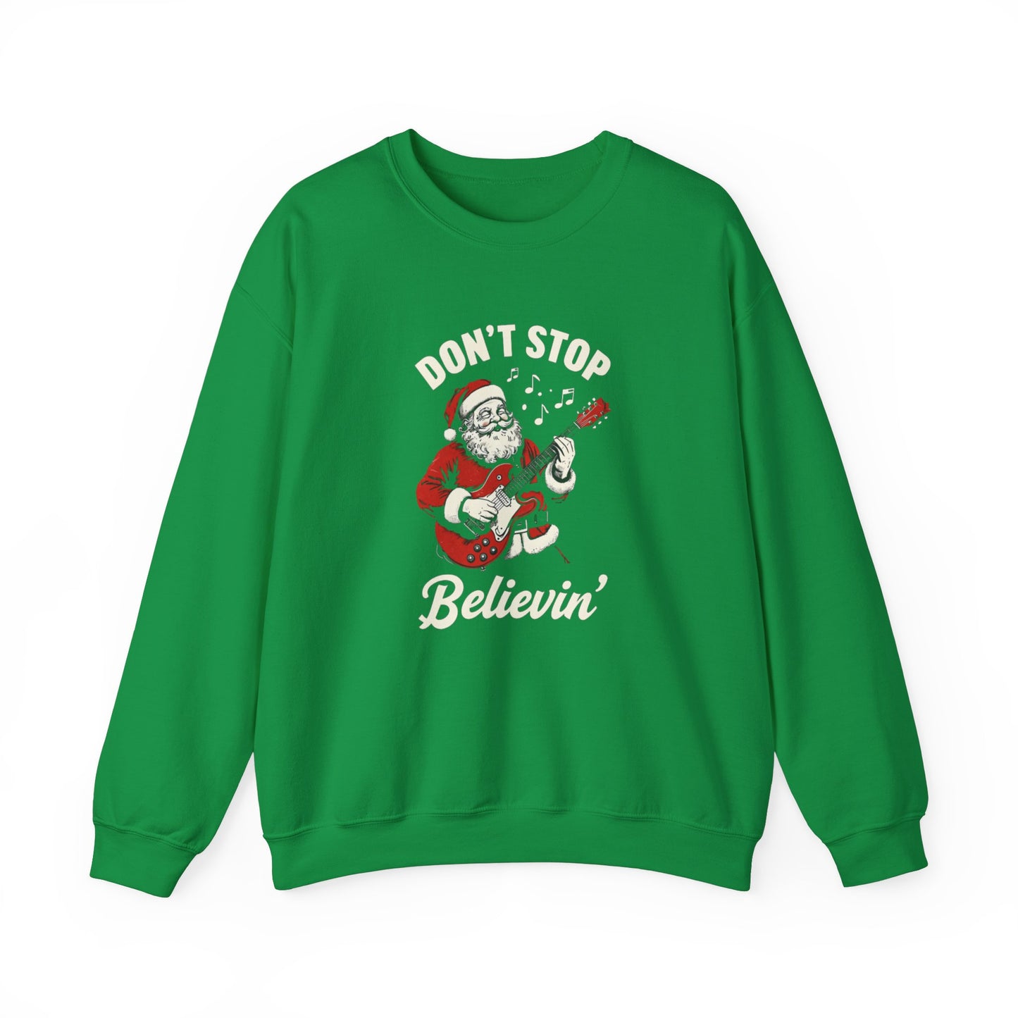 Christmas Santa 'Don't Stop Believin'' Crewneck Sweatshirt - Festive Holiday Apparel