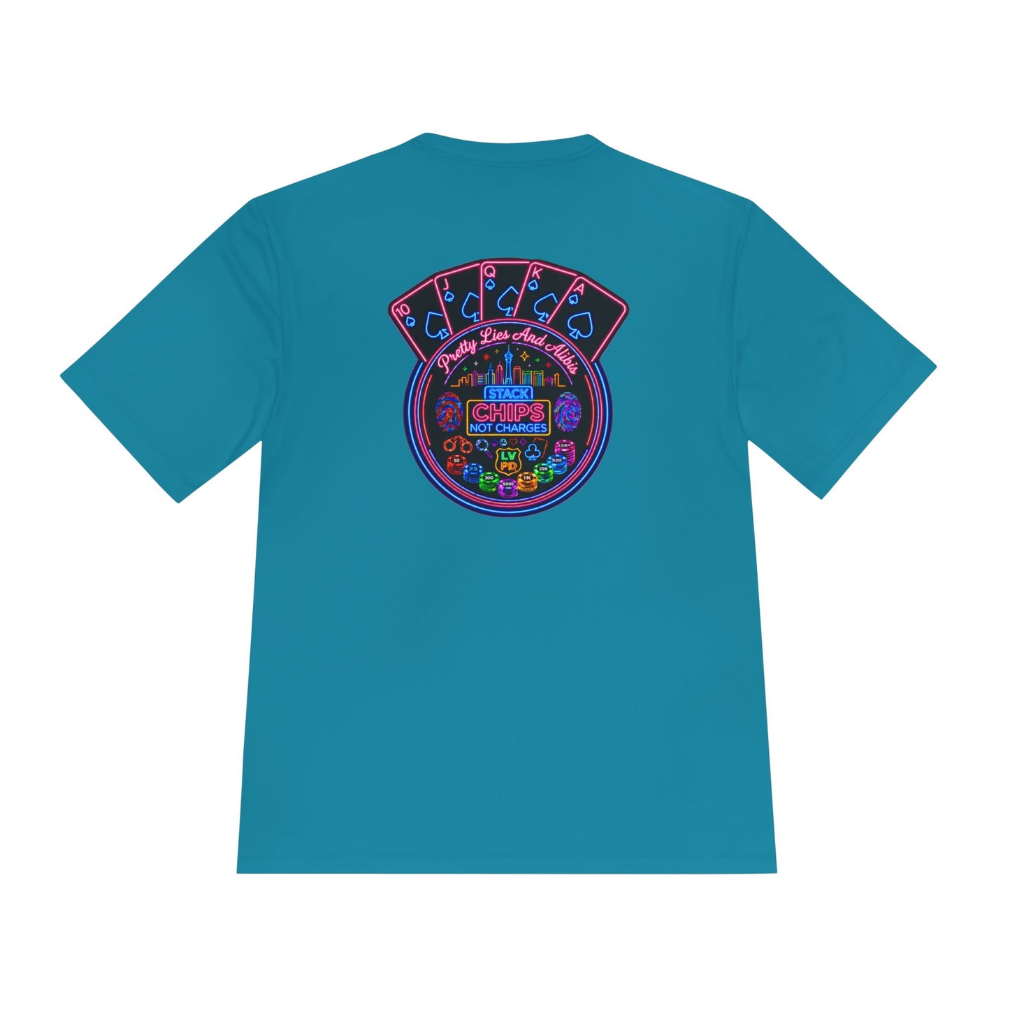 Moisture-Wicking Tee — "Stack Chips Not Charges" Crime Con 26'